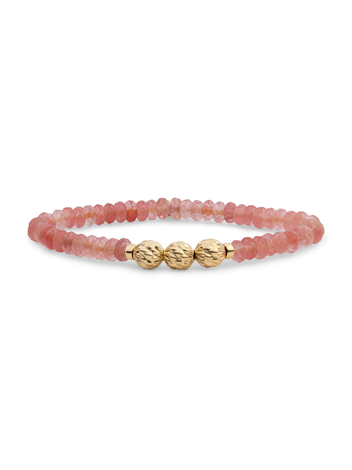 Fuse Beads Armband Cherry Quartz - Gold Plated
