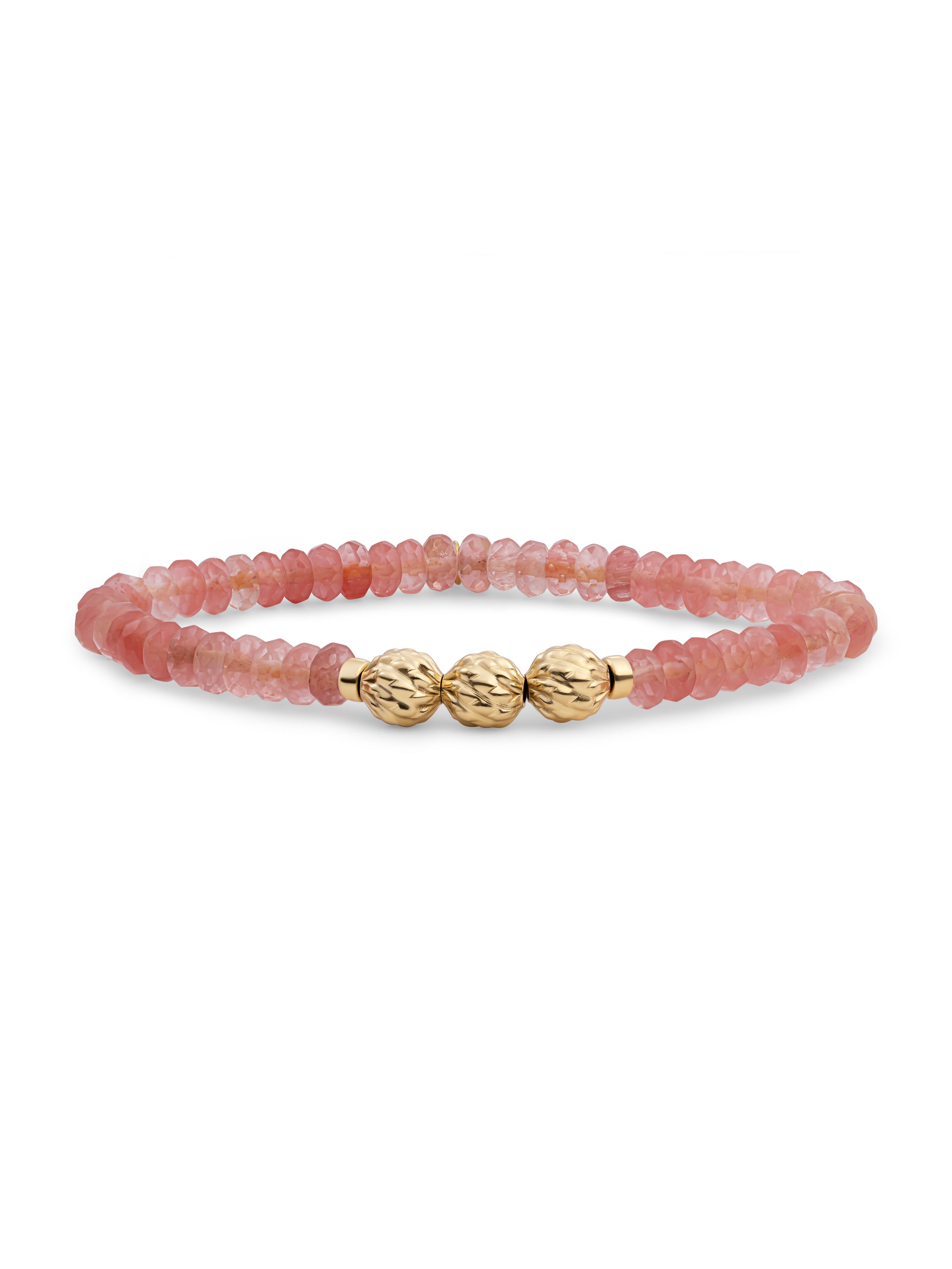 Fuse Beads Armband Cherry Quartz - Gold Plated