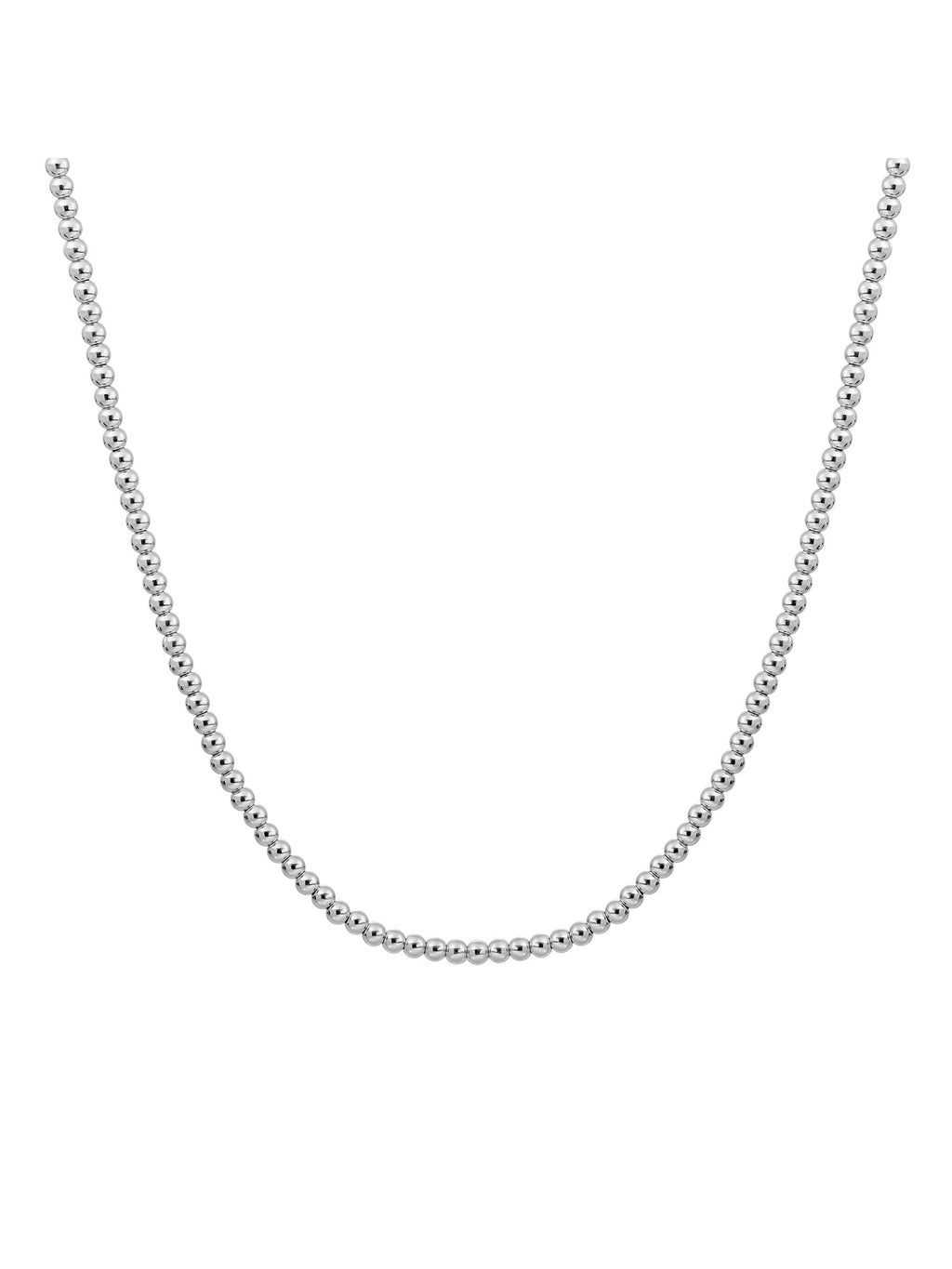 Beaded Necklace 3mm - Rhodium Plated