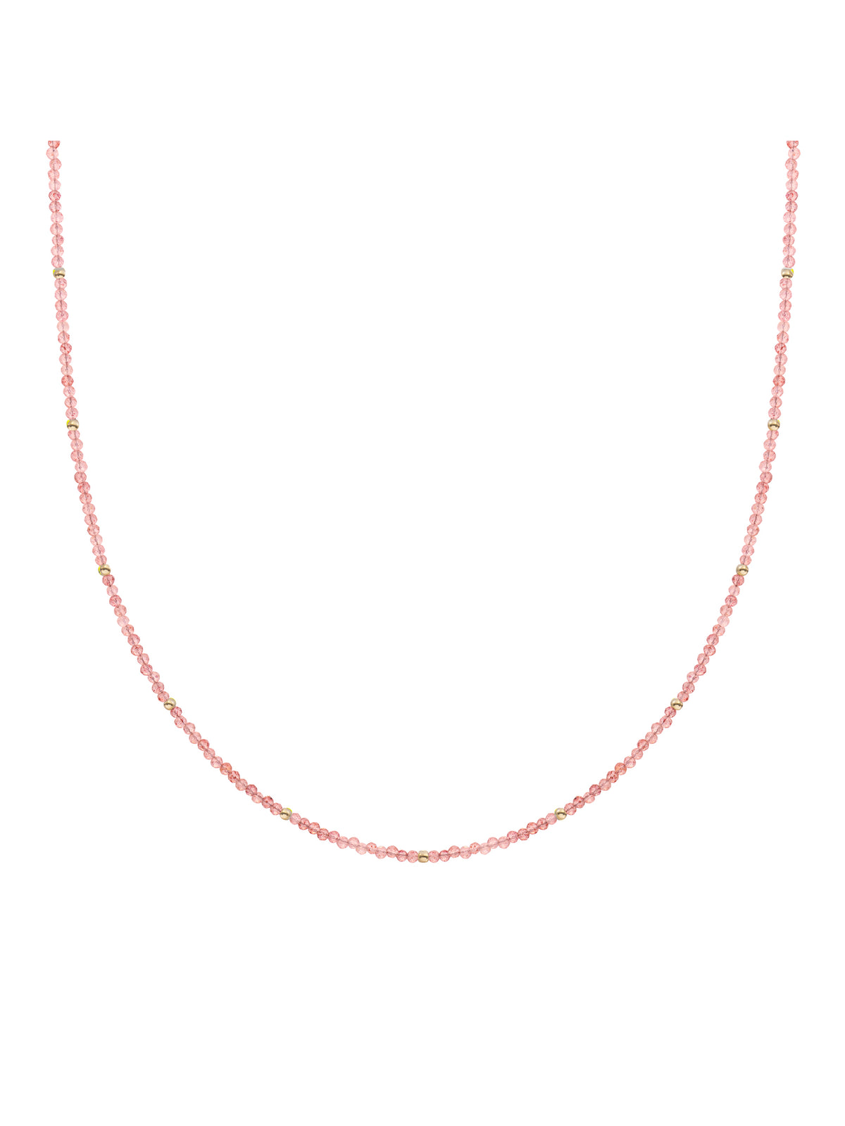 Kralen Ketting 2mm Cherry Quartz 42cm +2cm - Gold Plated