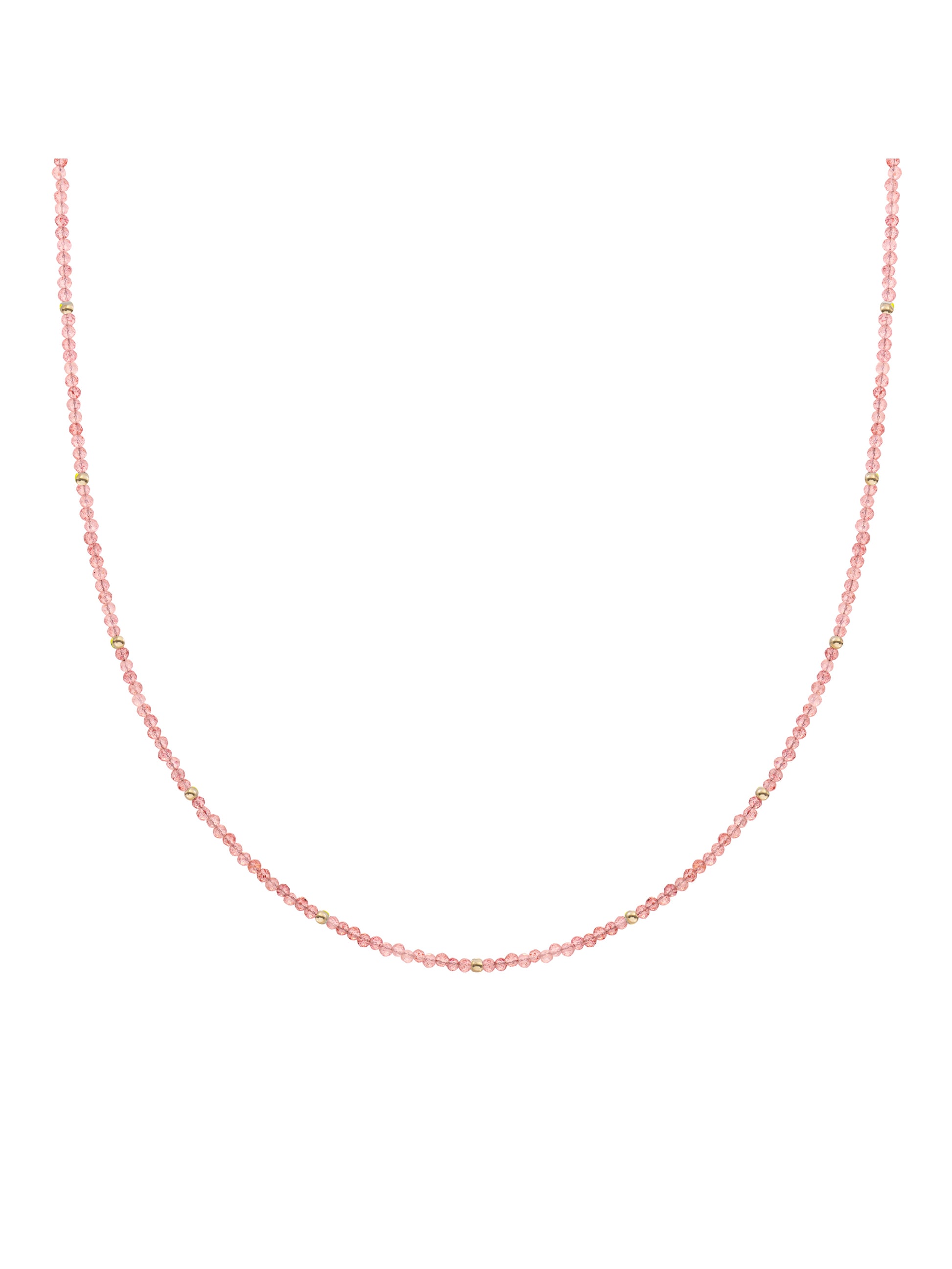 Kralen Ketting 2mm Cherry Quartz 42cm +2cm - Gold Plated