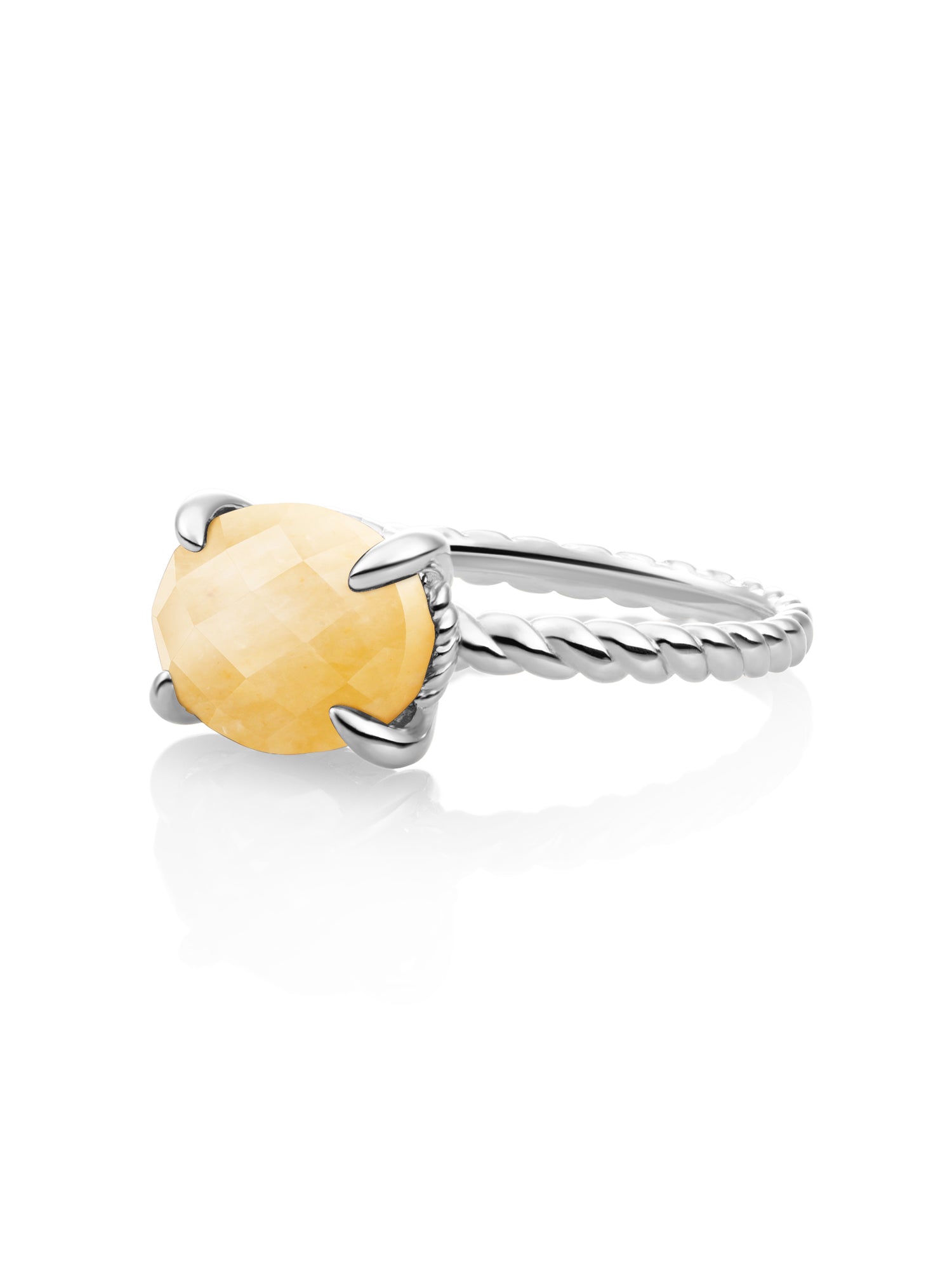 Twist Ring Yellow Jade Zilver - 52