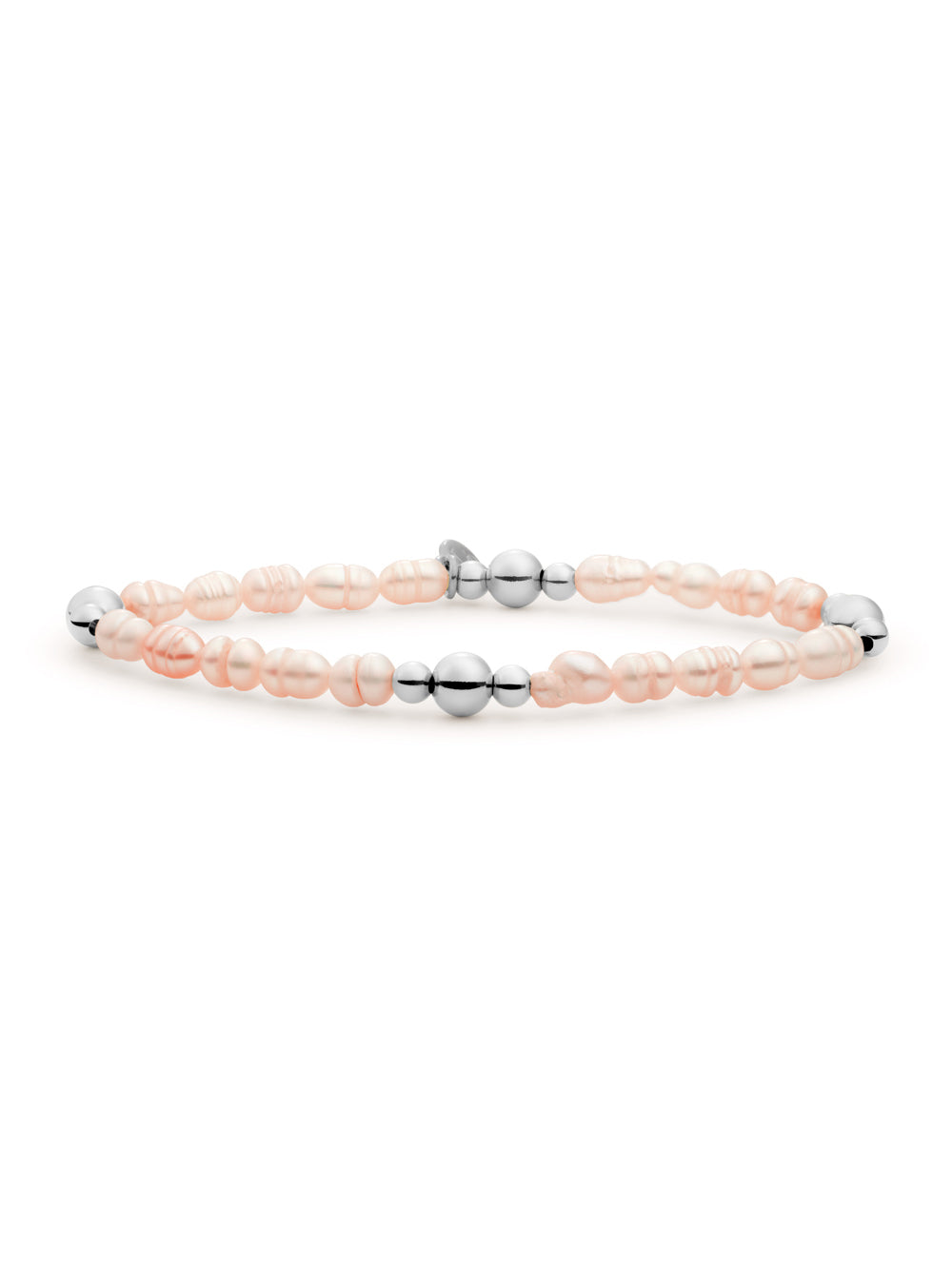 Bold Mix Armband Peach Pearl - Rhodium Plated