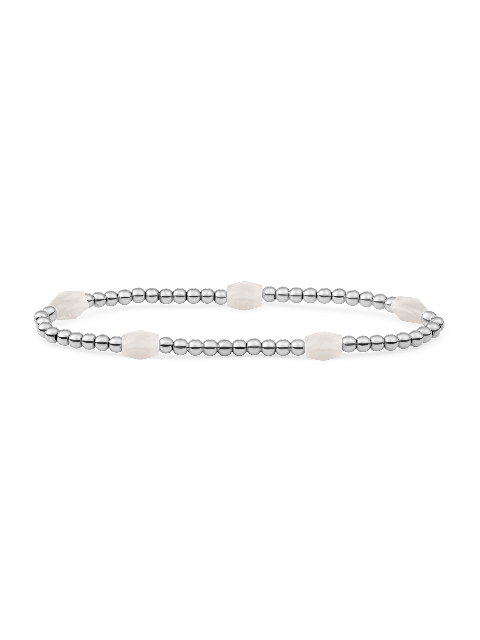 Reverse Edge Mix Armband Moonstone - Rhodium Plated