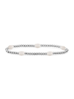 Reverse Edge Mix Armband Moonstone - Rhodium Plated