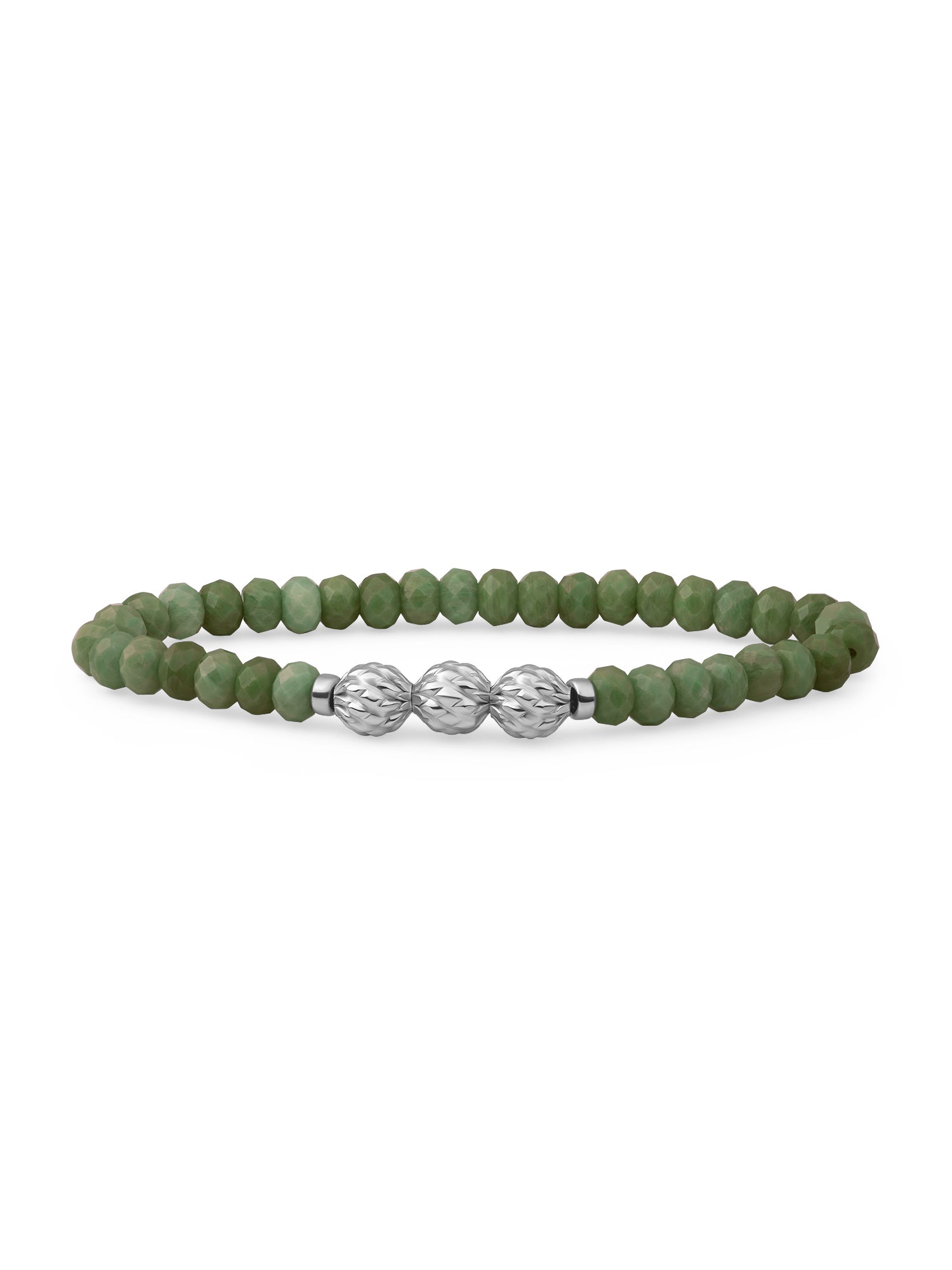 Fuse Beads Armband Lime Jade - Rhodium Plated