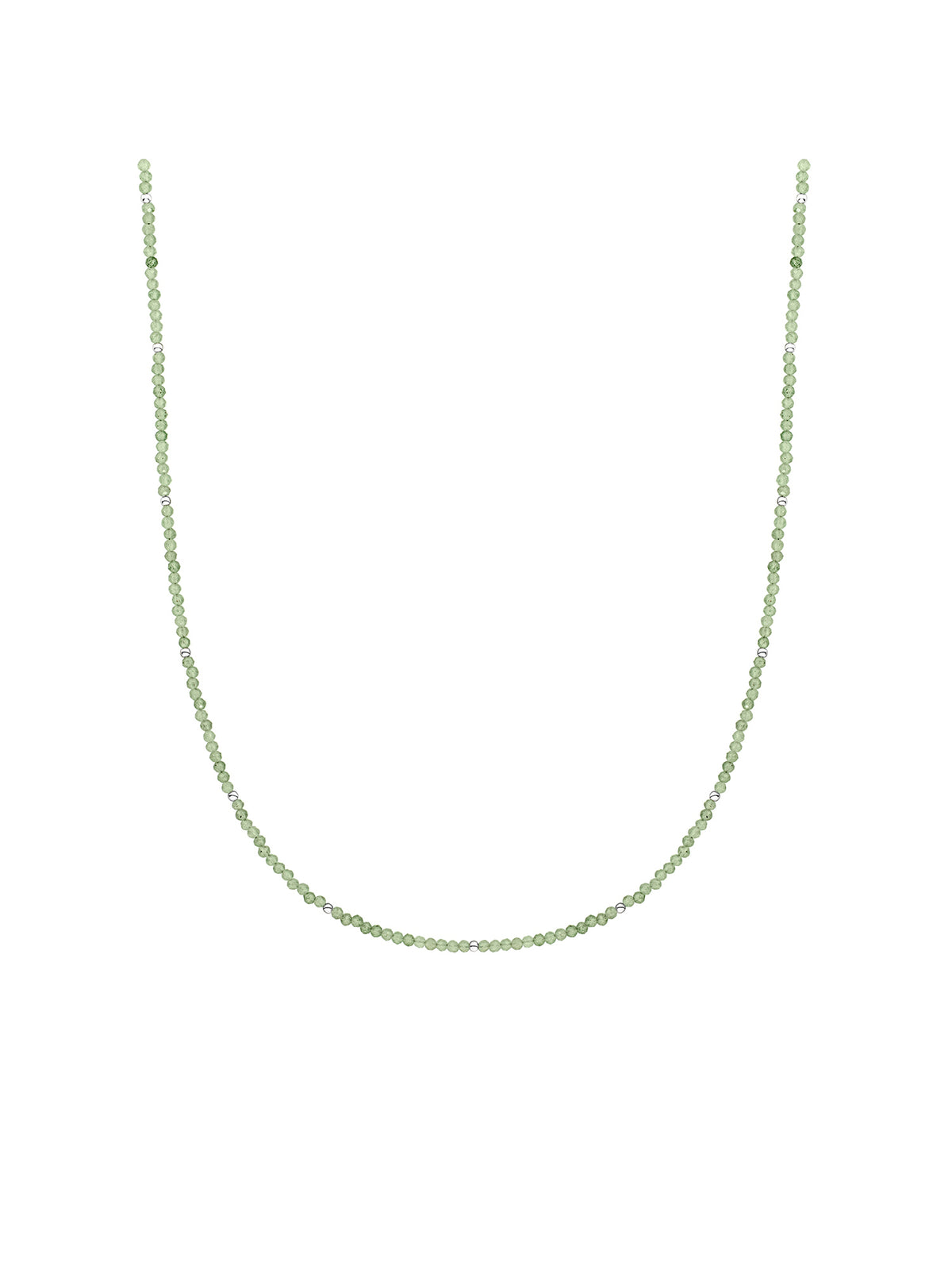 Kralen Ketting 2mm Lime Jade 42cm +2cm - Rhodium Plated