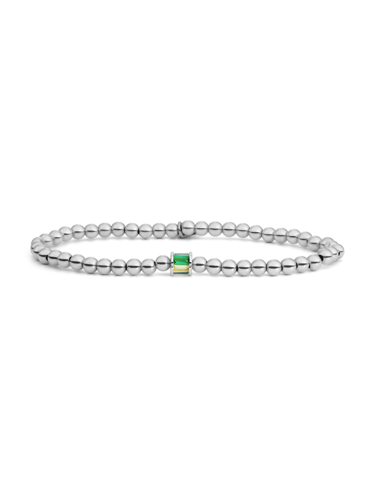 Baguette Cylinder Armband Zirconia Groen - Rhodium Plated