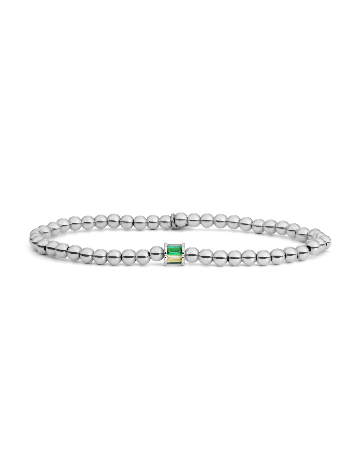 Baguette Cylinder Armband Zirconia Groen - Rhodium Plated