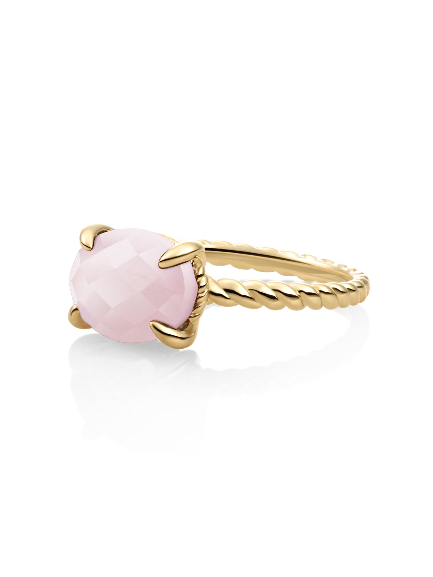 Twist Ring Rose Quartz 9K Goud - 60