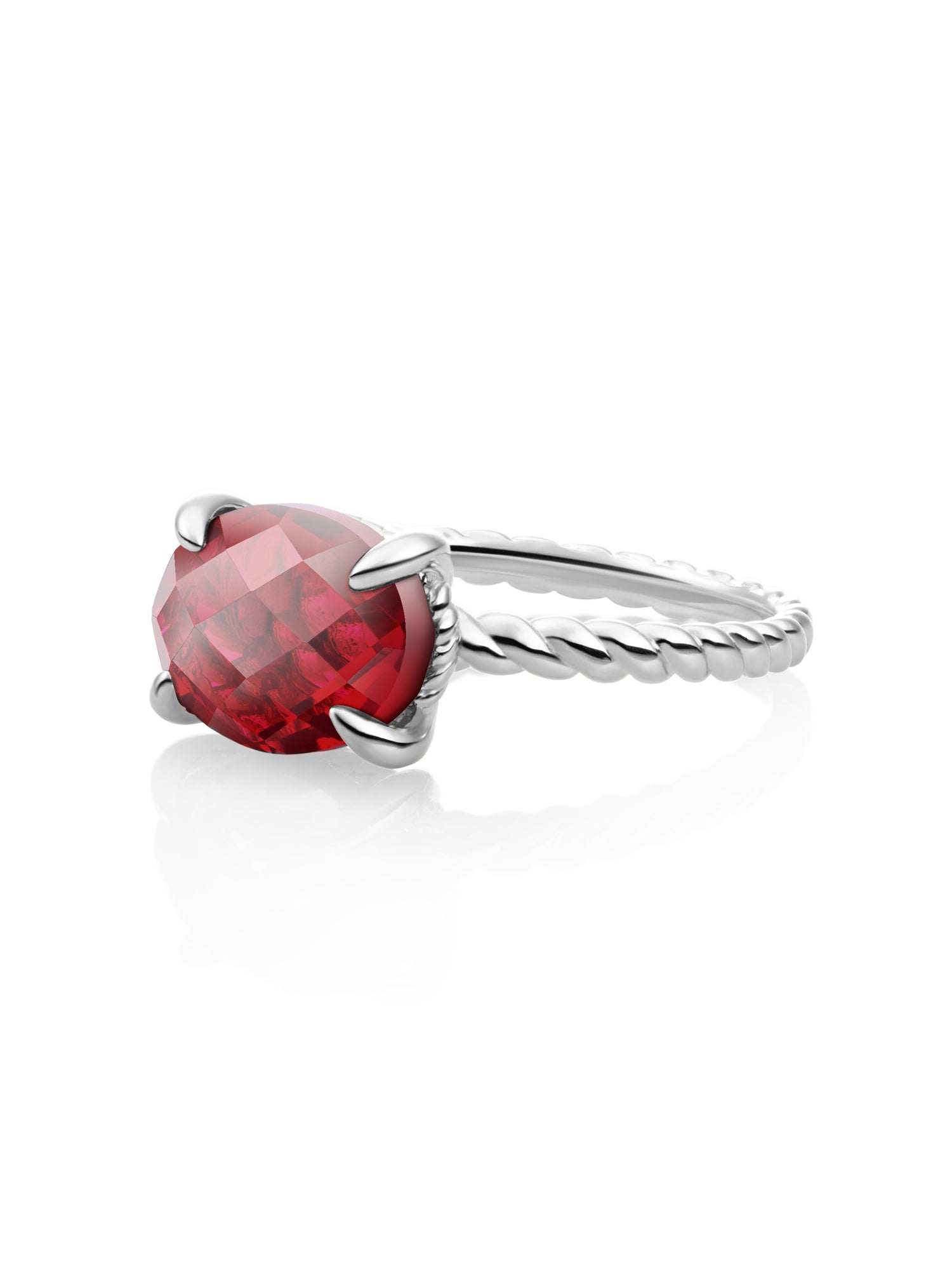 Twist Ring Ruby Quartz Zilver - 60