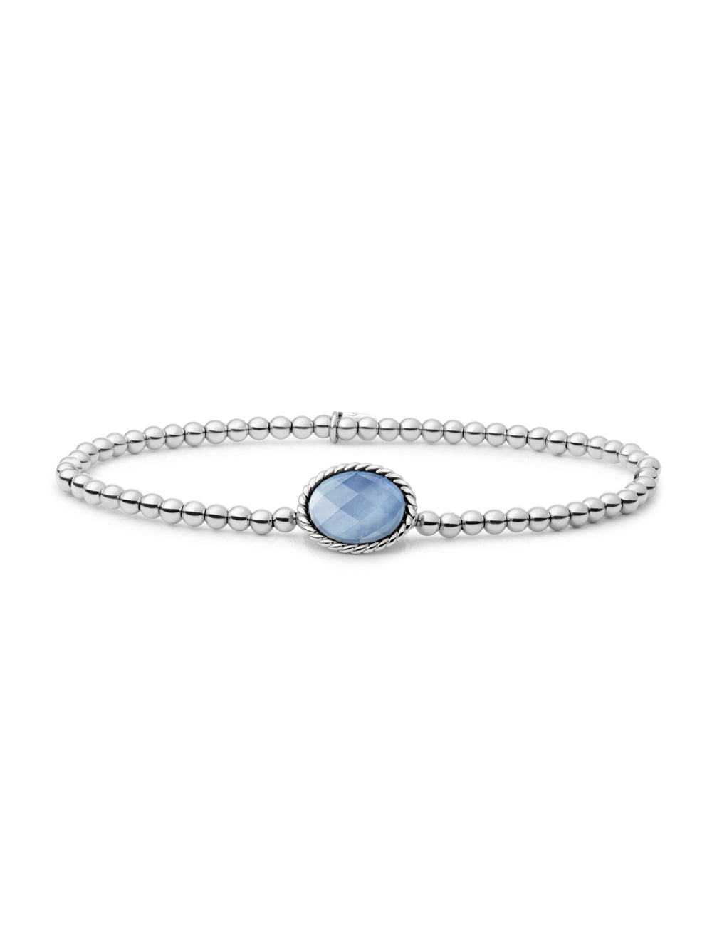 Twist Armband Blue Lace Agate - Rhodium Plated