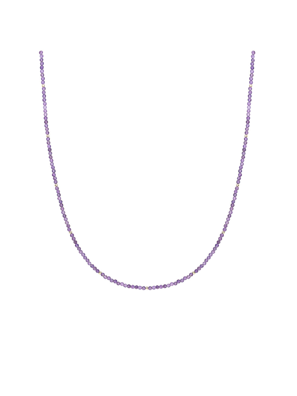 Kralen Ketting 2mm Amethyst 42cm +2cm - Gold Plated