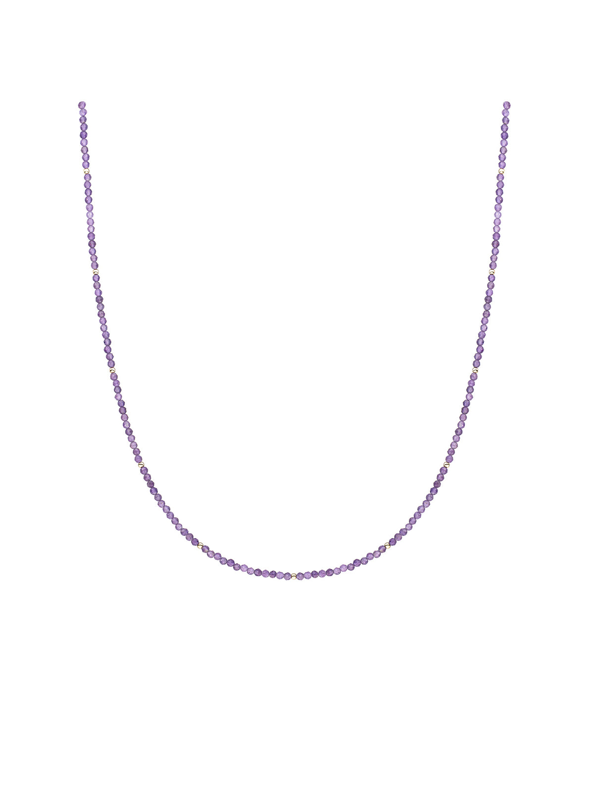Kralen Ketting 2mm Amethyst 42cm +2cm - Gold Plated
