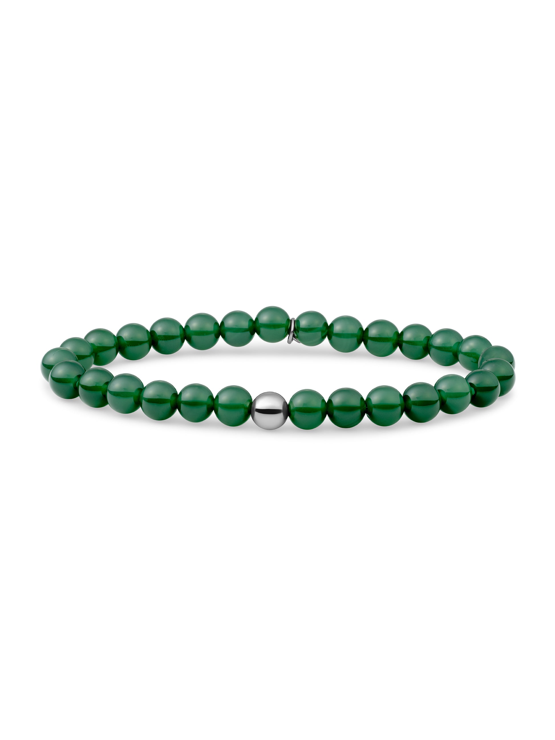 Saturn Armband Large Green Onyx - Rhodium Plated