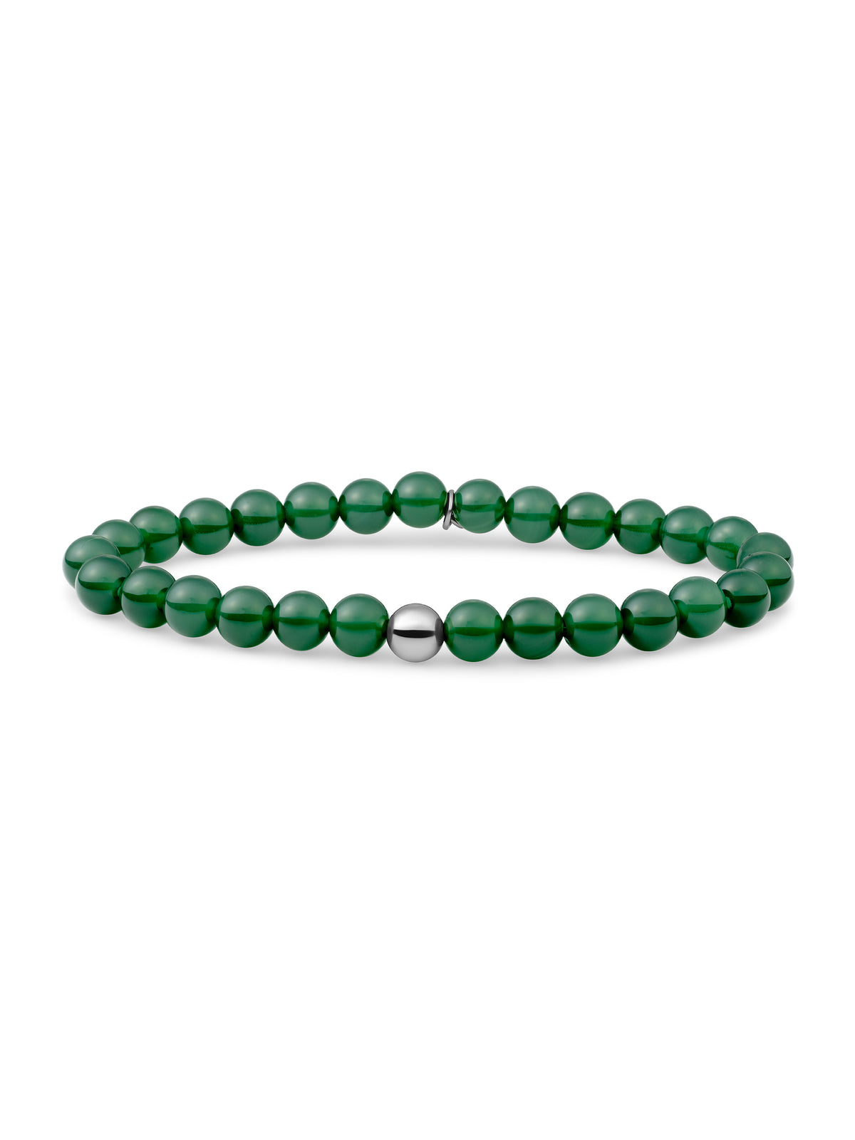 Saturn Armband Large Green Onyx - Rhodium Plated