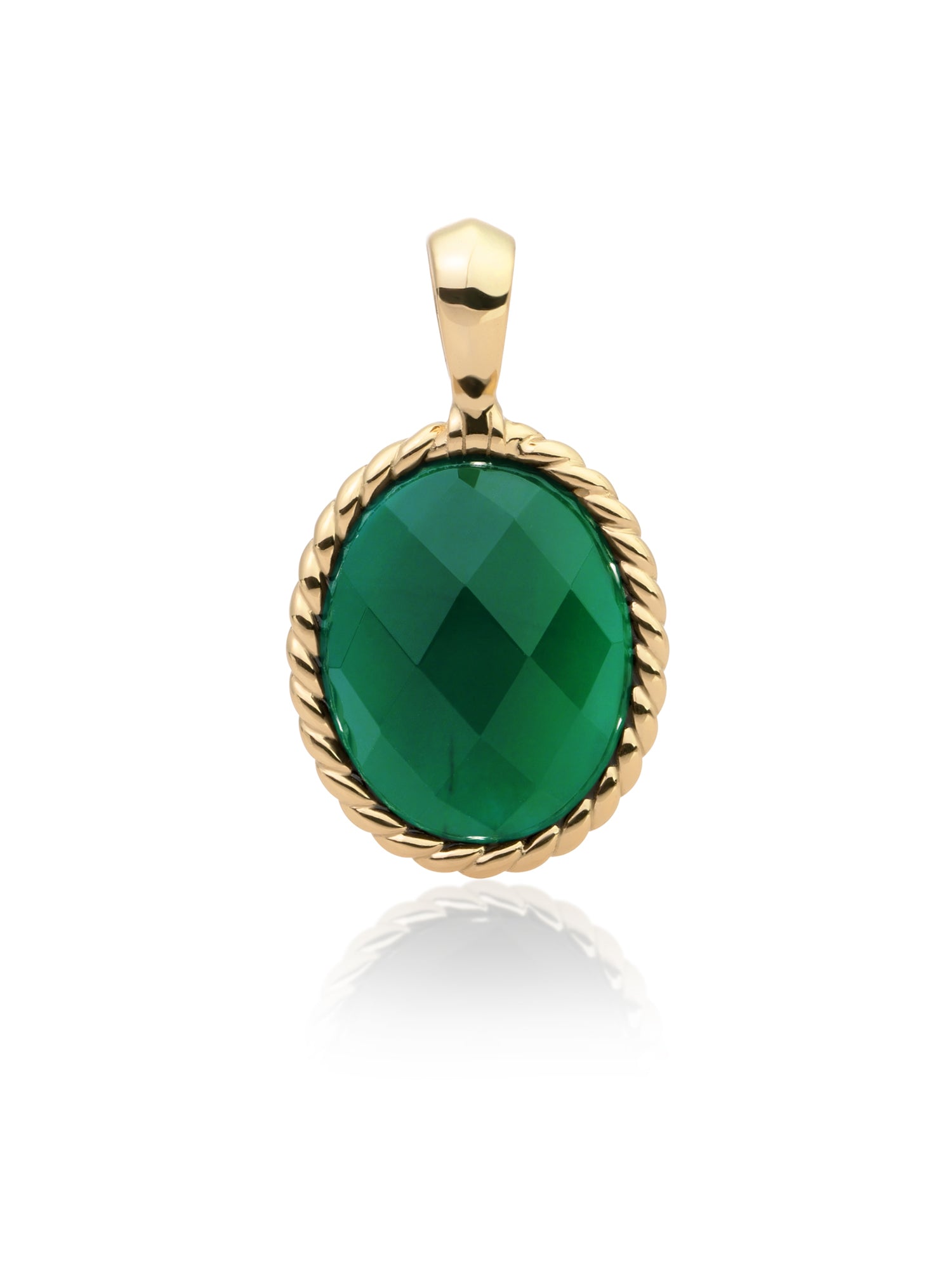 Twist Pendant Green Onyx - Gold Plated