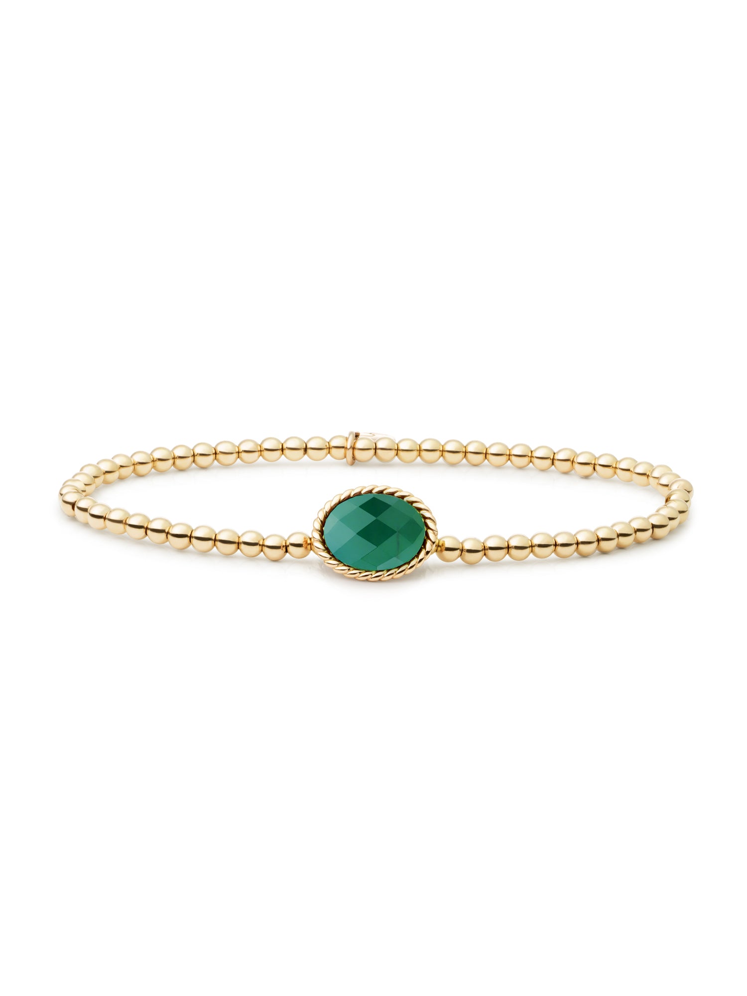 Twist Armband Green Onyx - Gold Plated