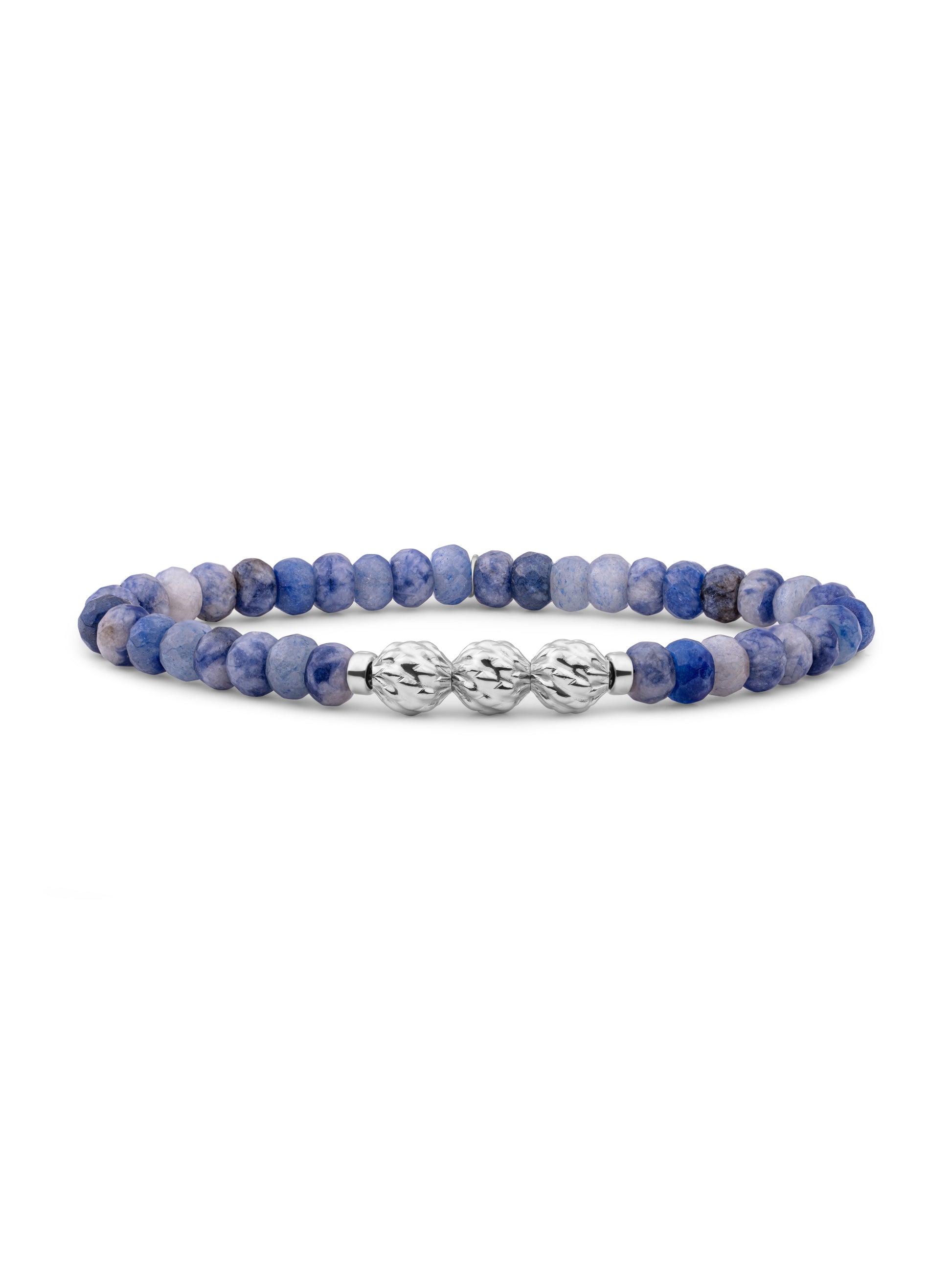 Fuse Beads Armband Blue Aventurine - Rhodium Plated