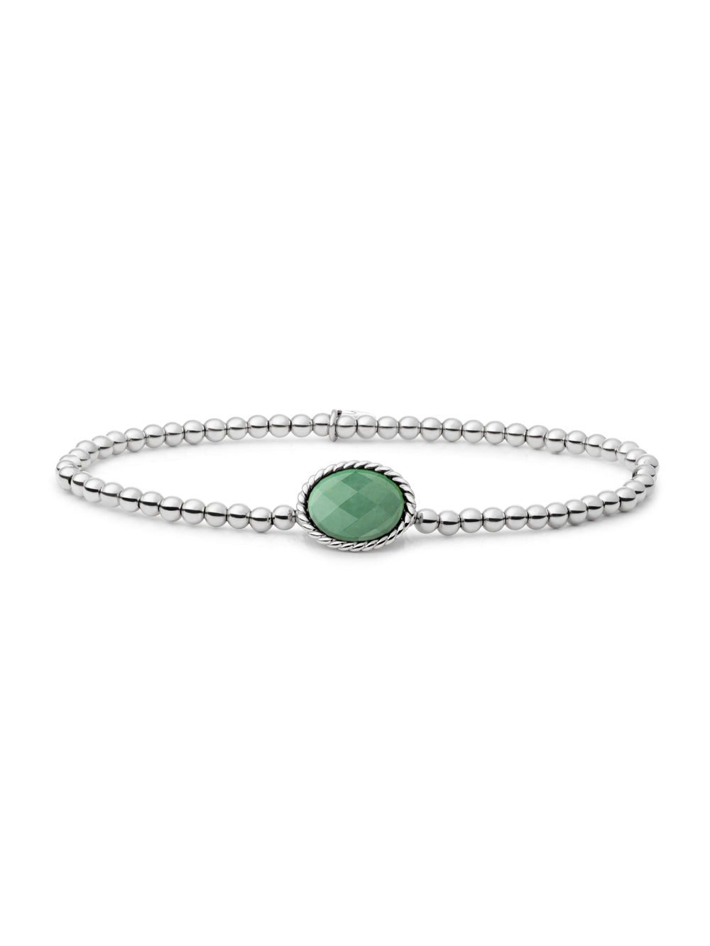 Twist Armband Green Aventurine - Rhodium Plated