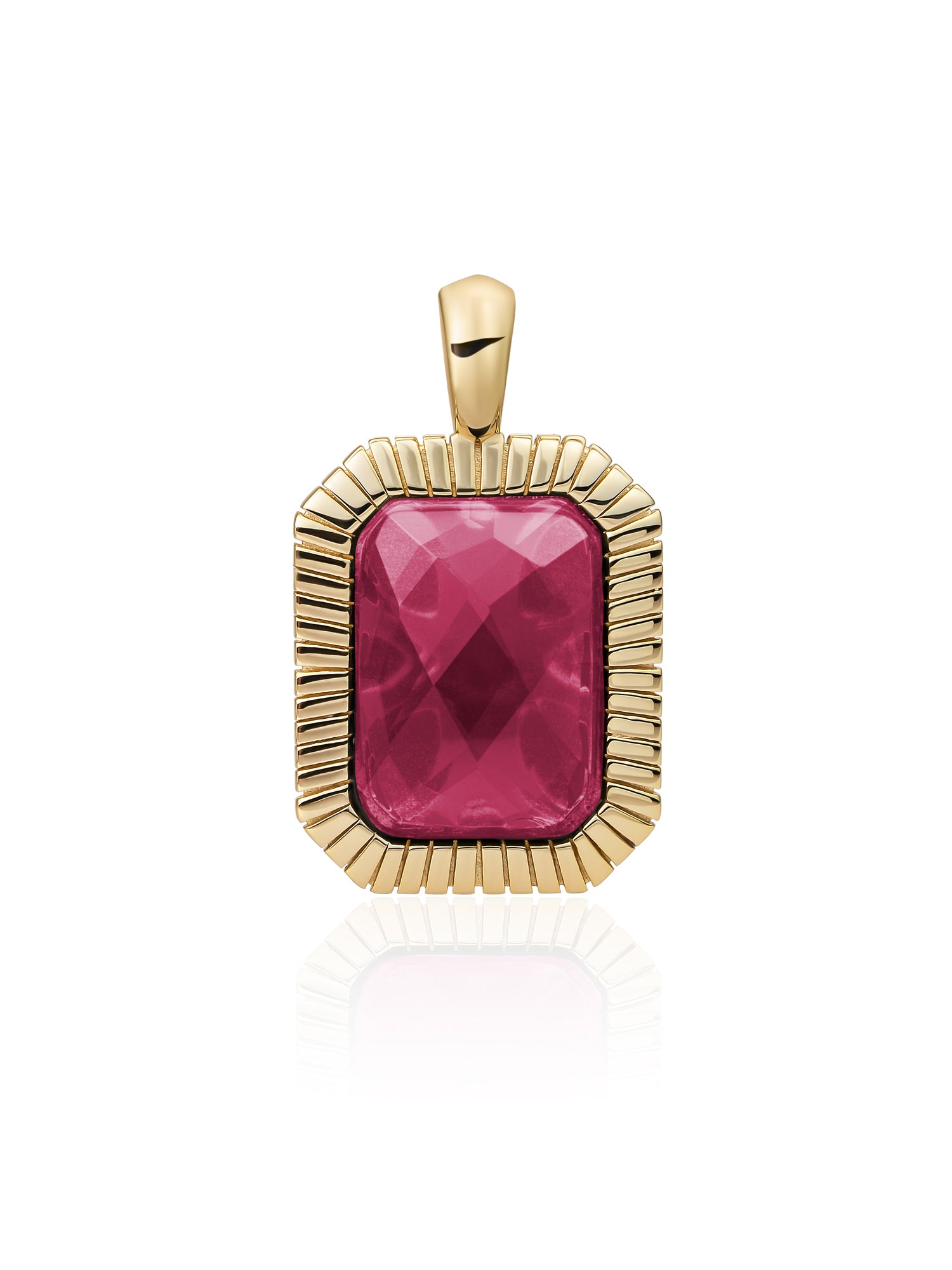 Baguette Pendant Fuchsia Quartz - Gold Plated