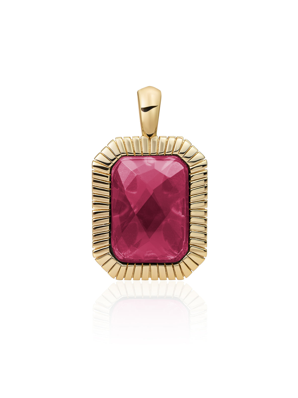Baguette Pendant Fuchsia Quartz - Gold Plated