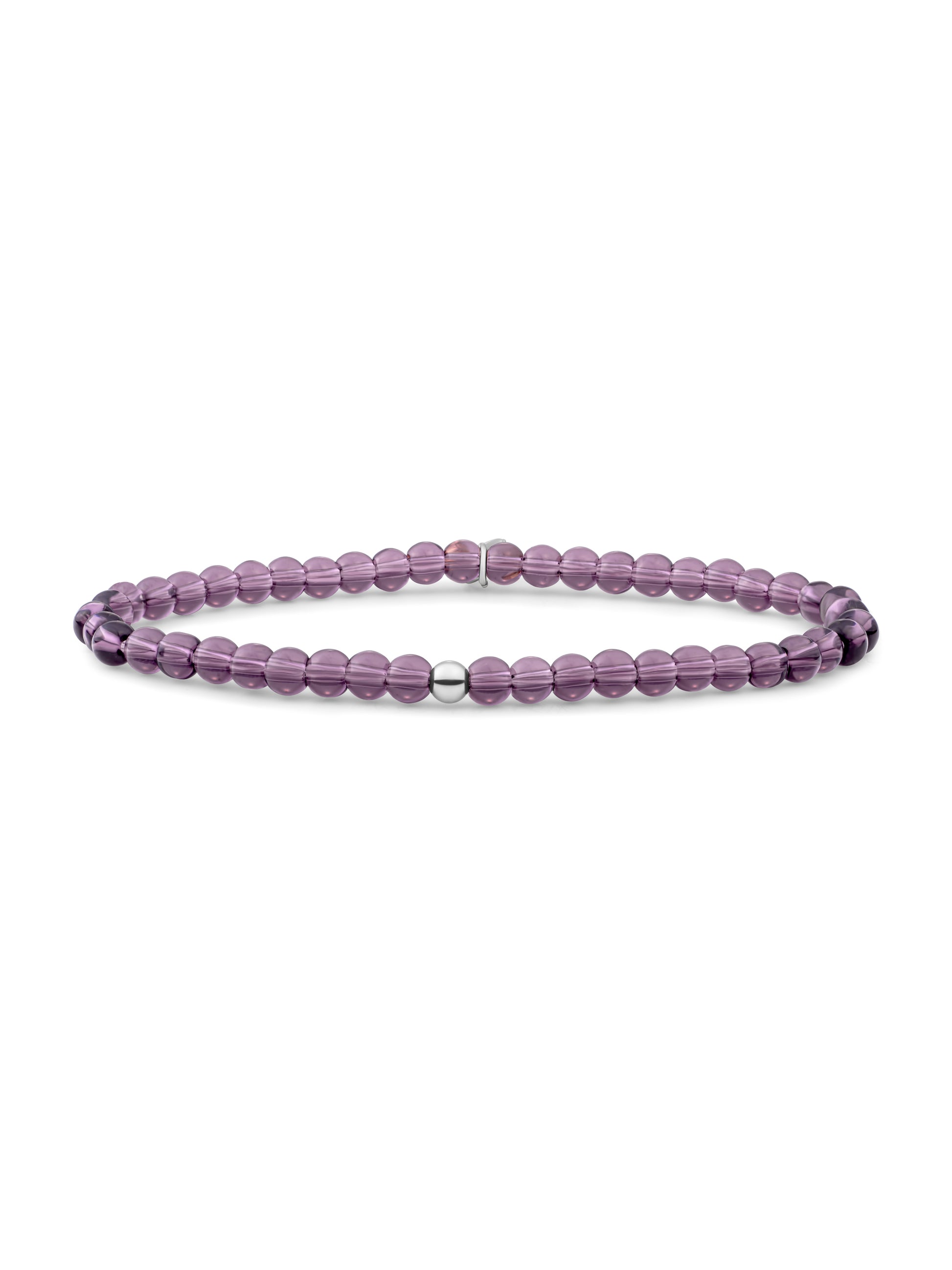 Saturn Armband Small Aubergine Quartz - Rhodium Plated