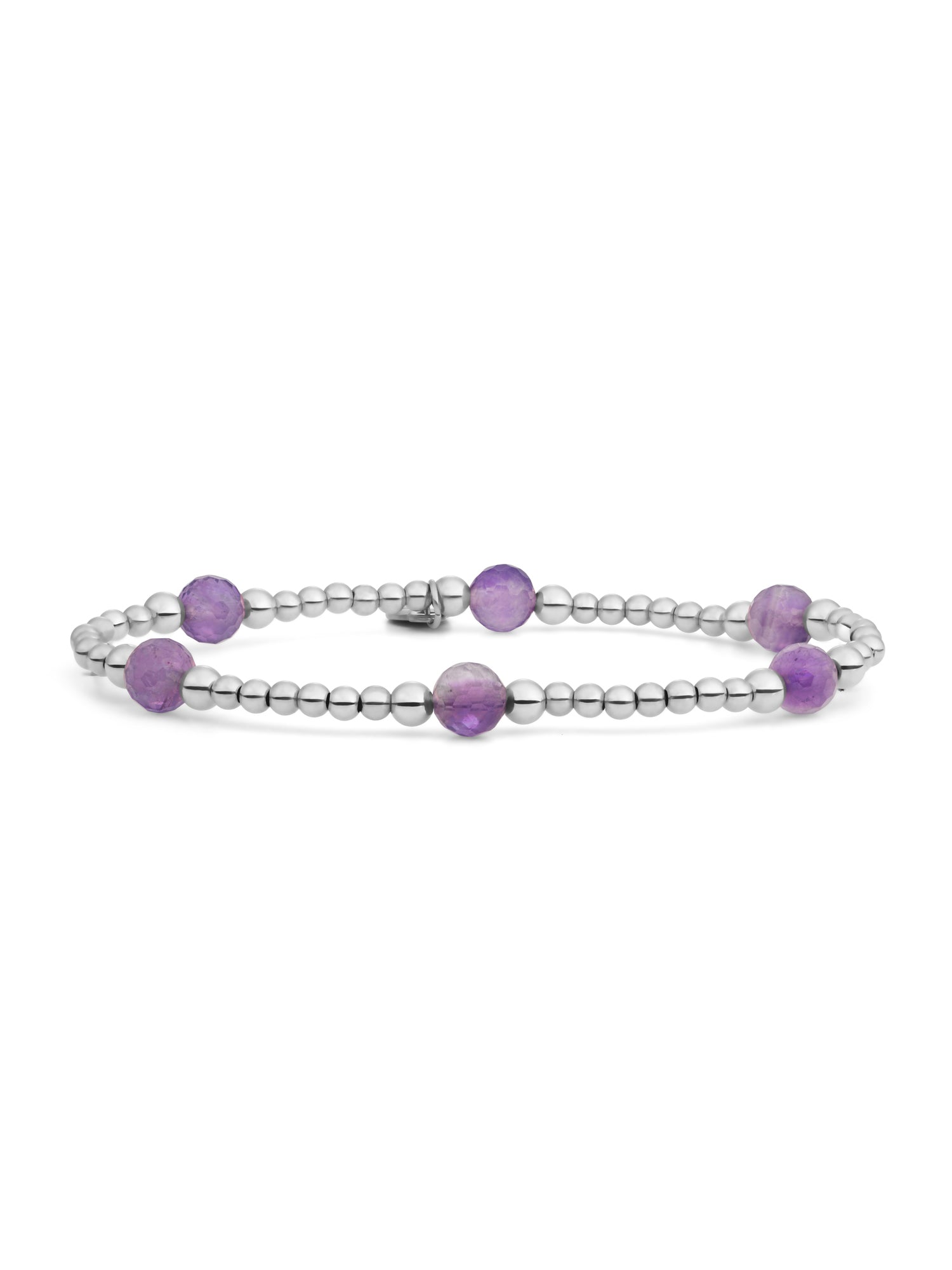 Reverse Bold Mix Armband Amethyst - Rhodium Plated