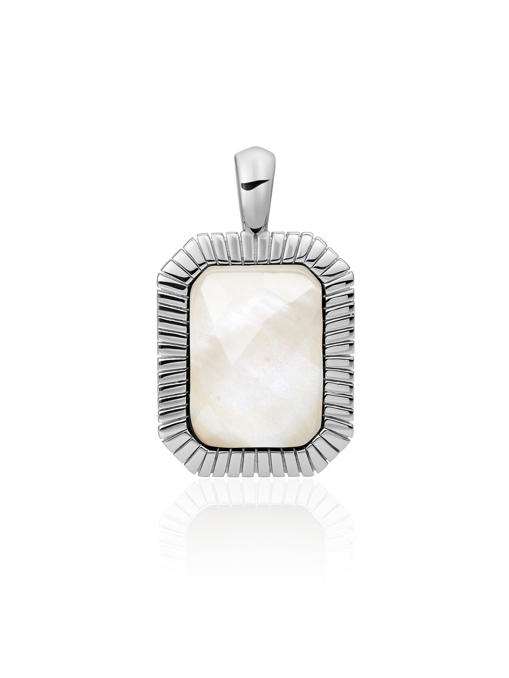 Baguette Pendant Mother of Pearl - Rhodium Plated