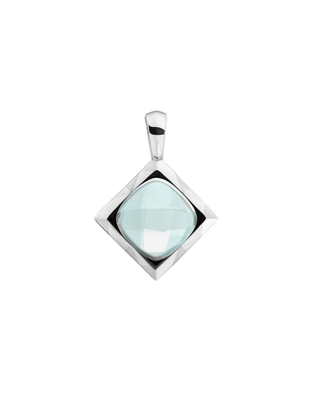 Cushion Cut Pendant Opalite - Rhodium Plated