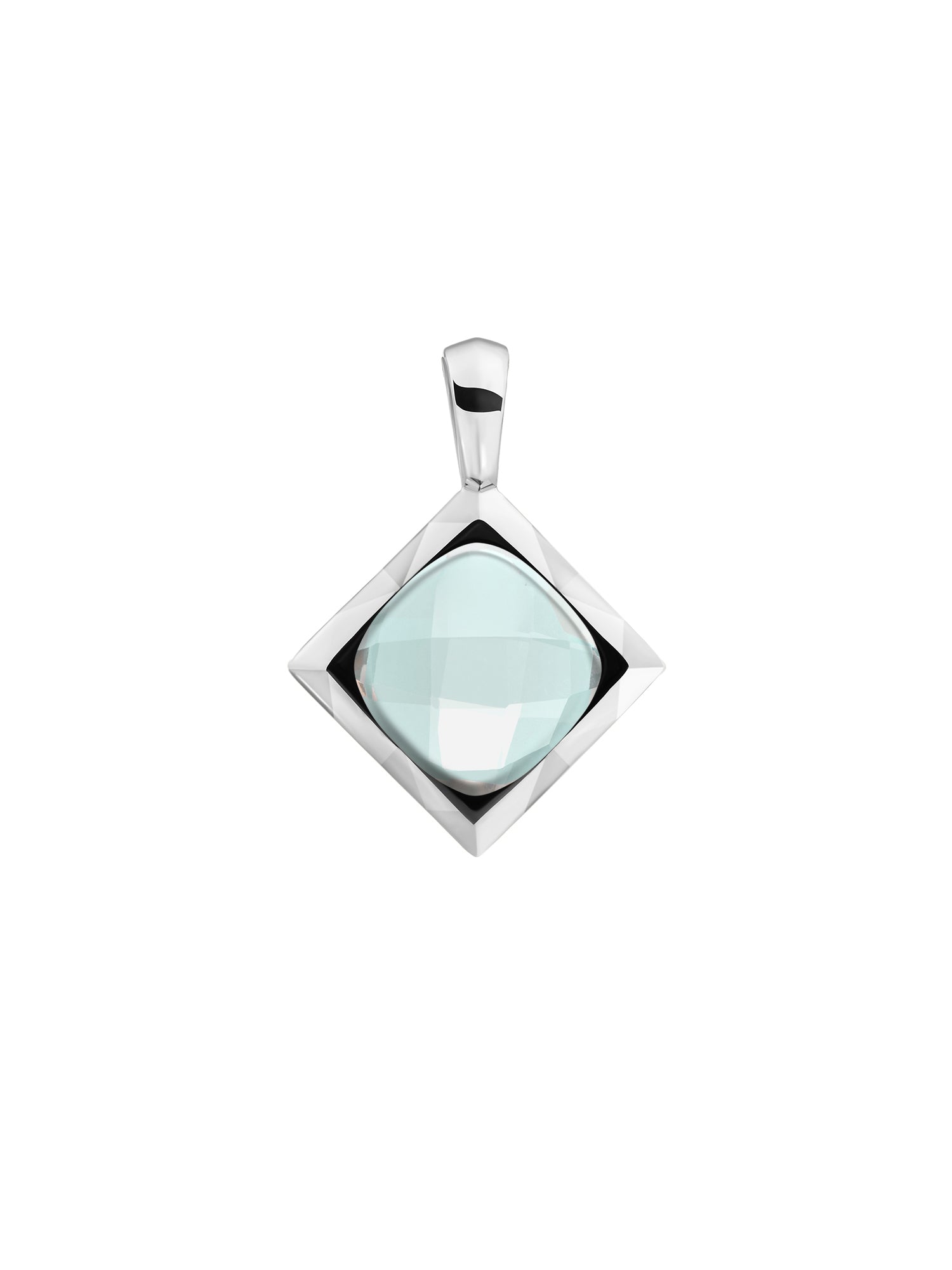 Cushion Cut Pendant Opalite - Rhodium Plated