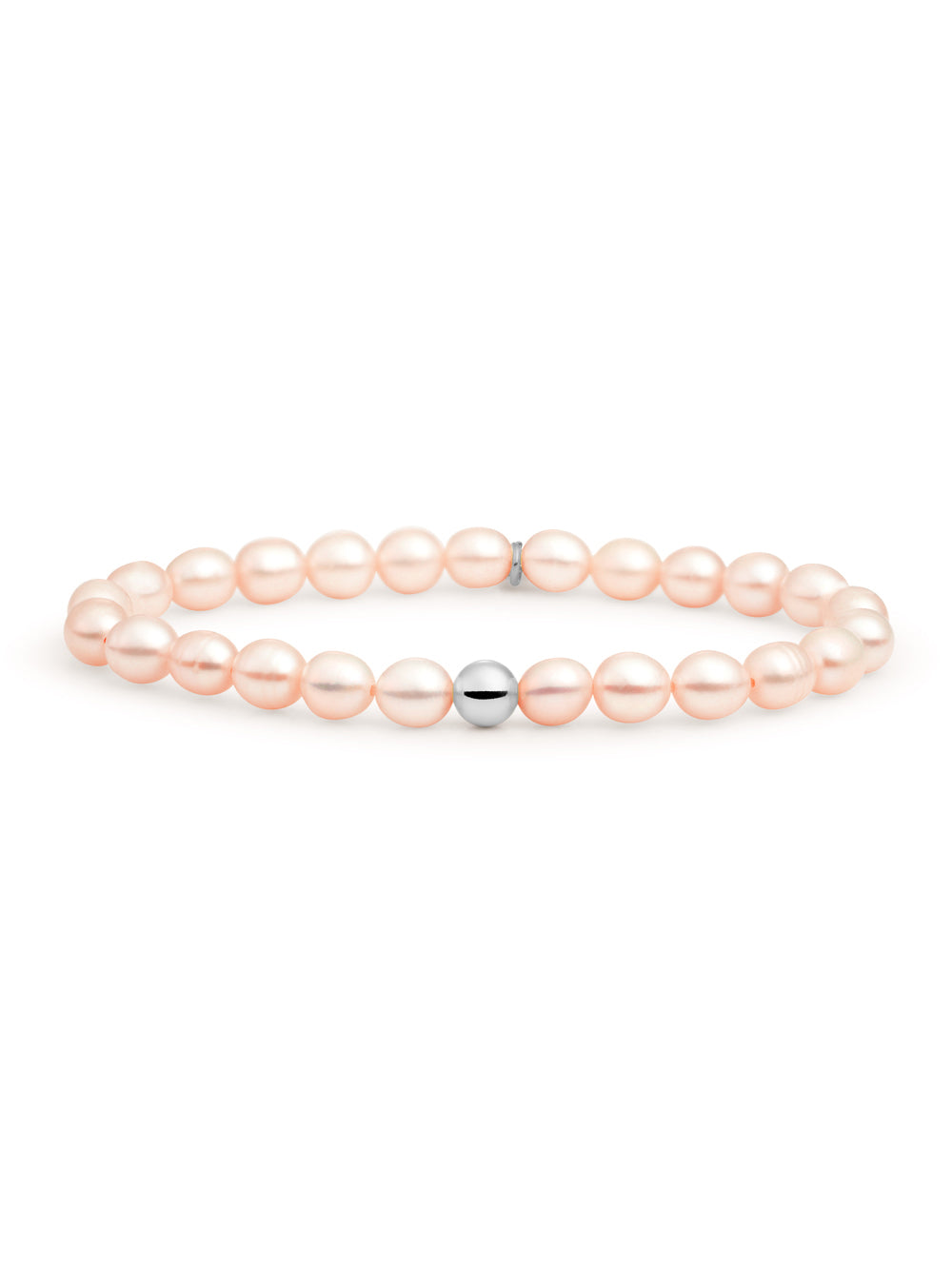 Saturn Armband Large Peach Pearl - Rhodium Plated