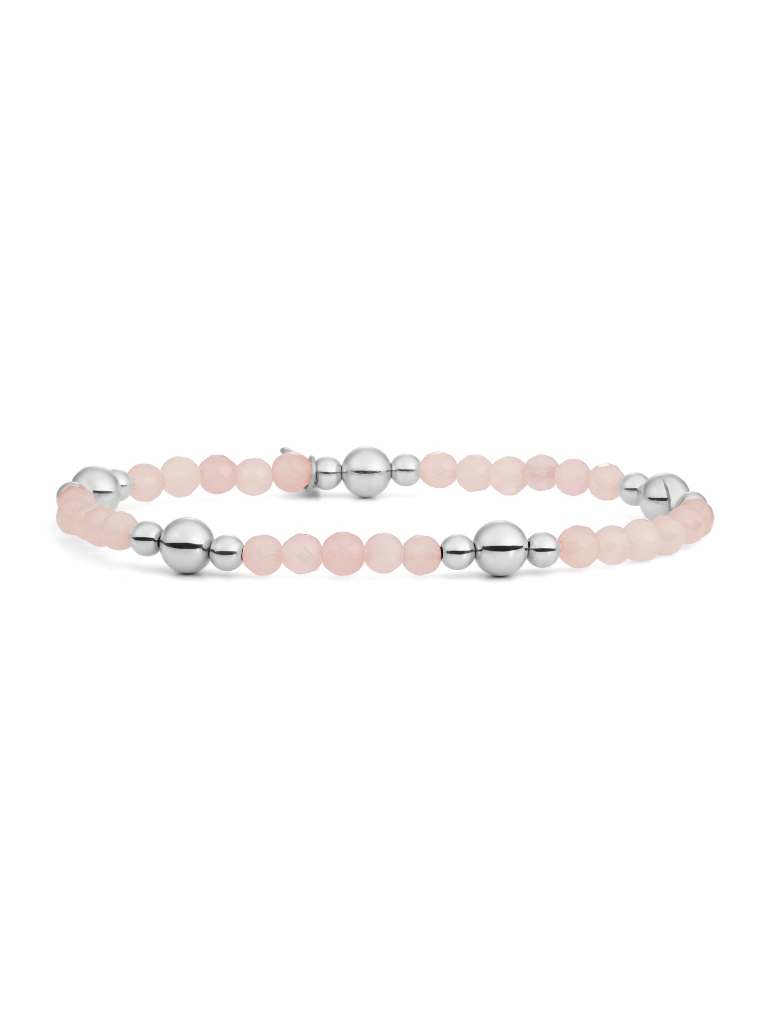 Bold Mix Armband Rose Quartz - Rhodium Plated