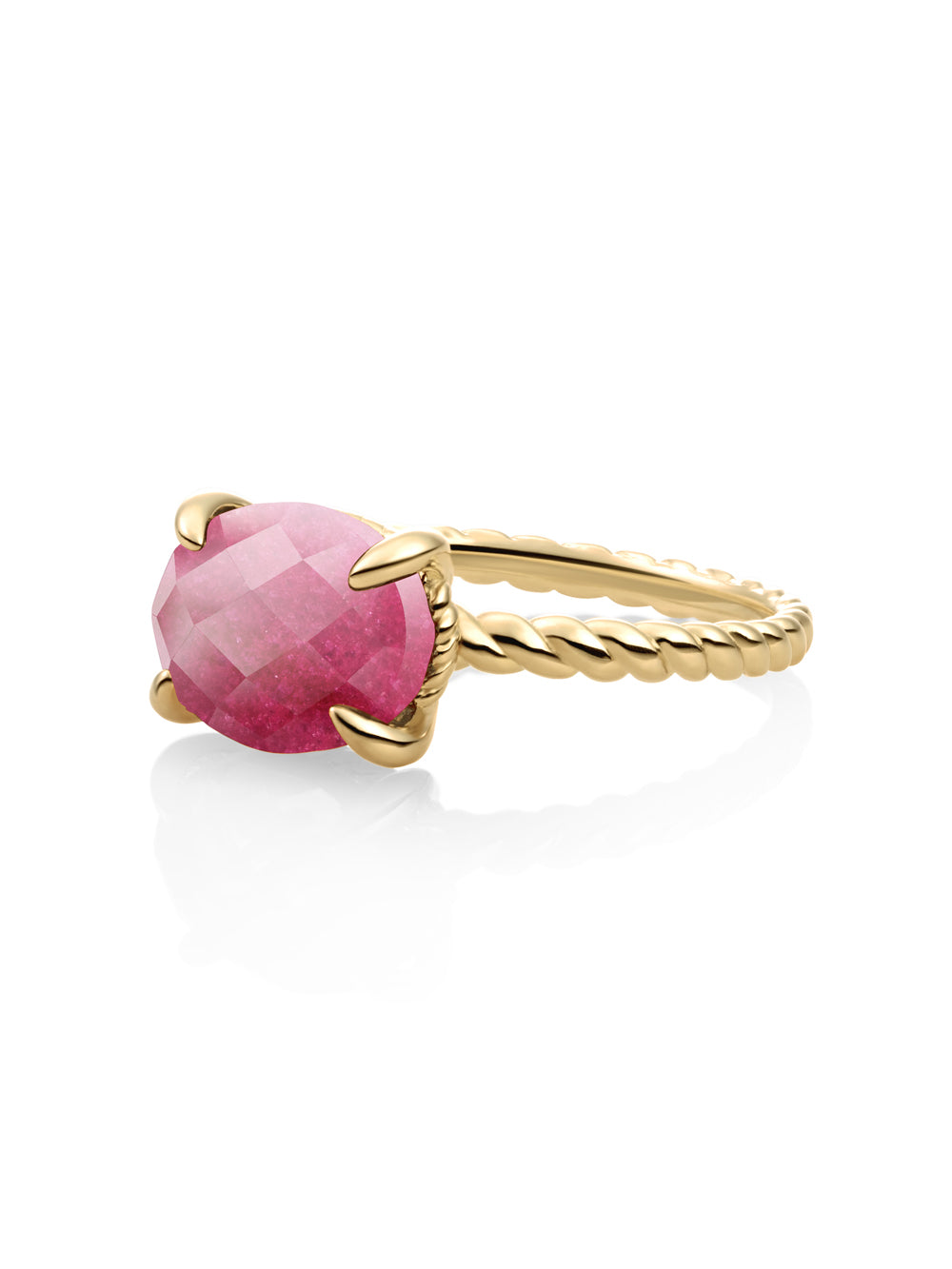 Twist Ring Fuchsia Jade 9K Goud - 50