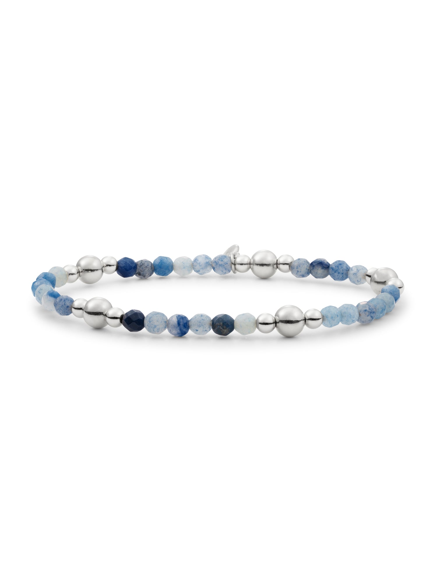 Bold Mix Armband Blue Aventurine - Rhodium Plated