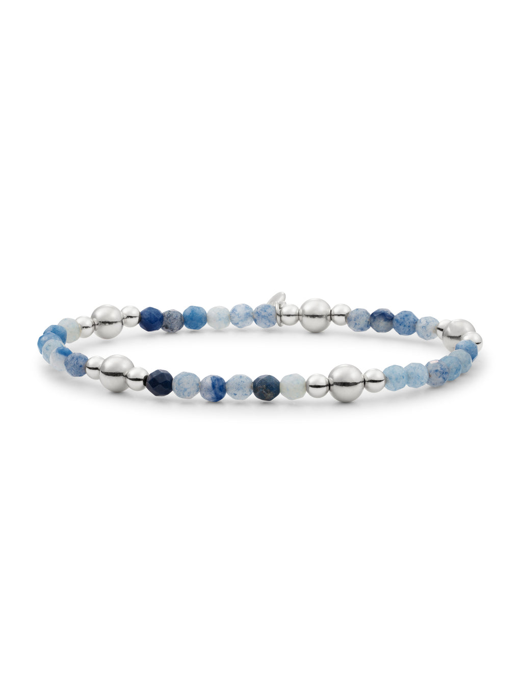 Bold Mix Armband Blue Aventurine - Rhodium Plated