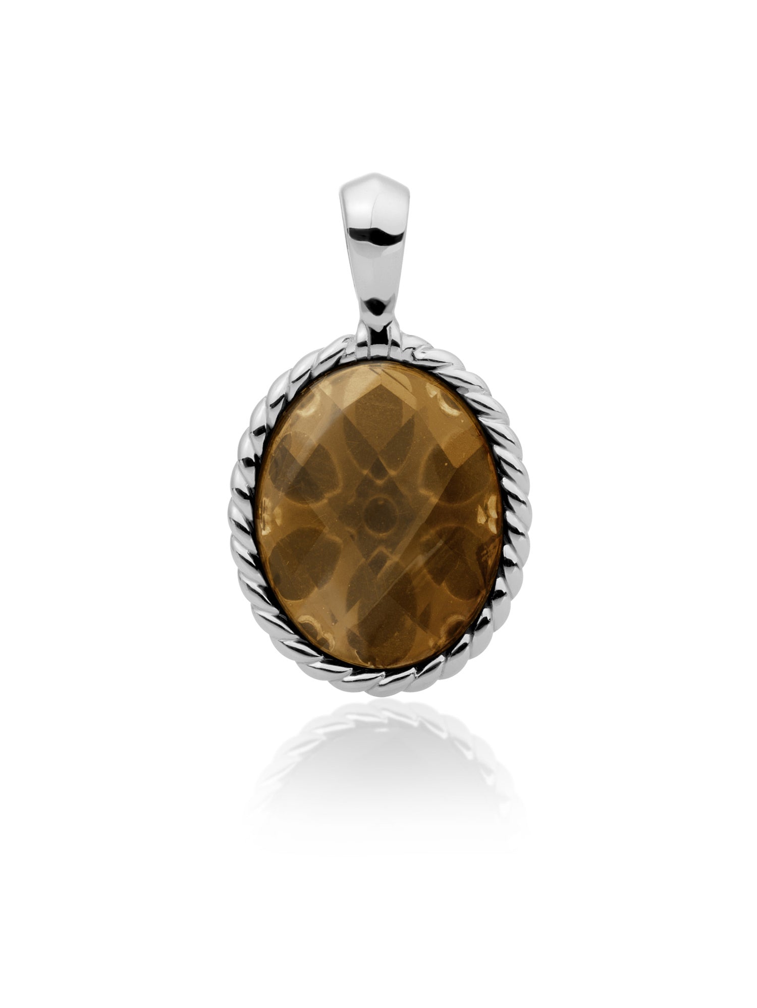 Twist Pendant Smoky Quartz - Rhodium Plated