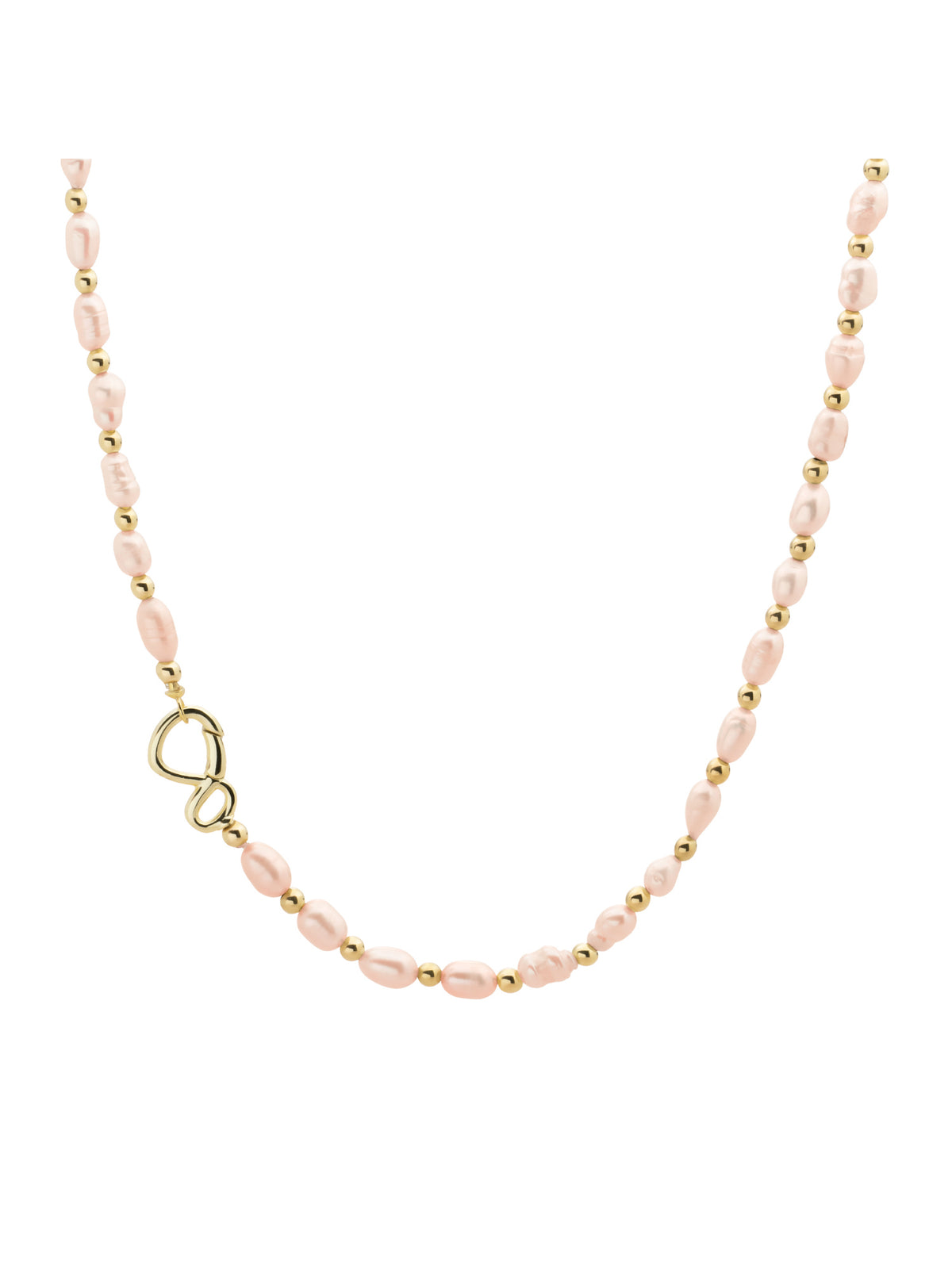 Link Ketting Peach Pearl Goud Kleurig - 42cm