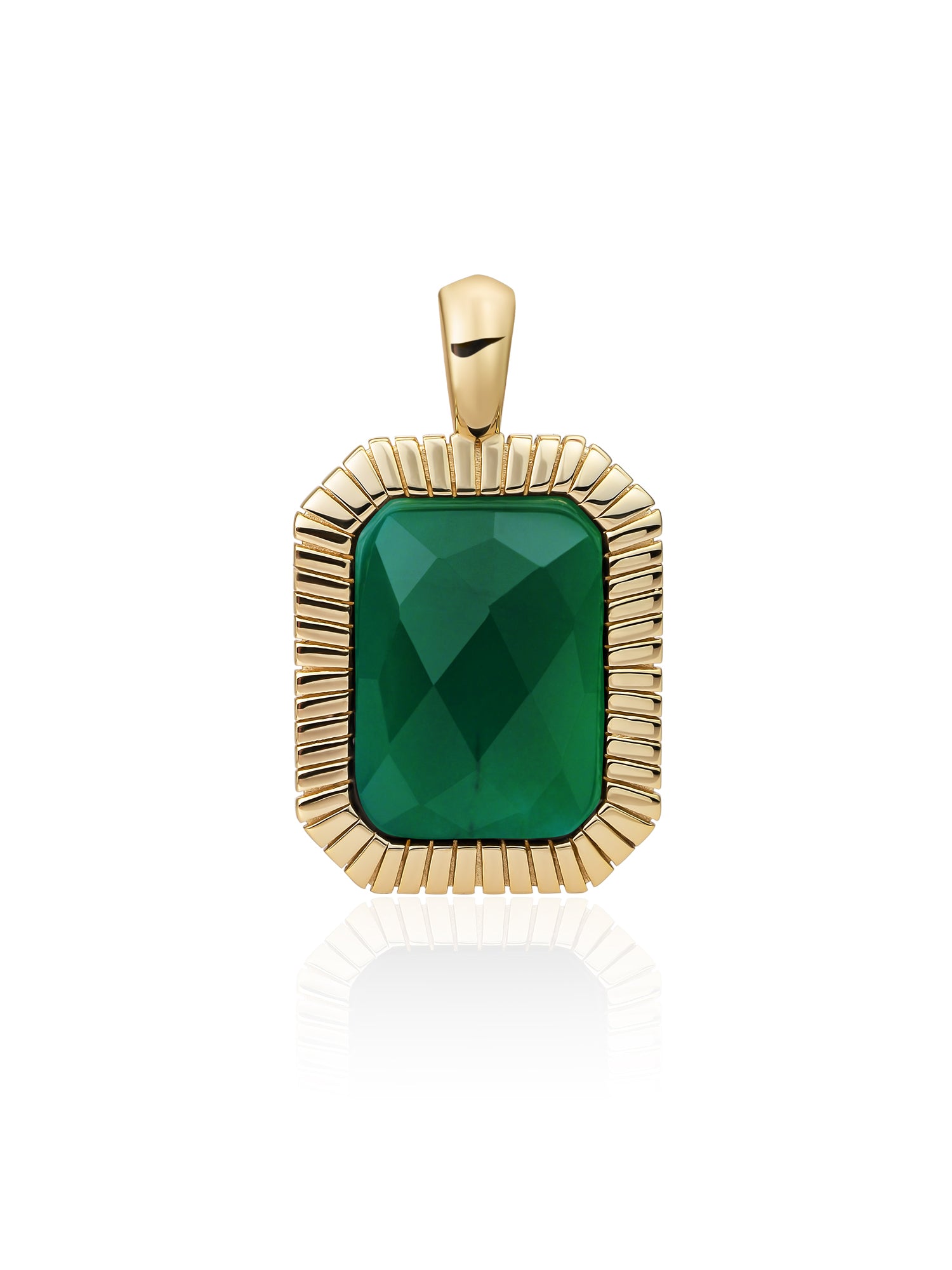 Baguette Pendant Green Onyx - Gold Plated