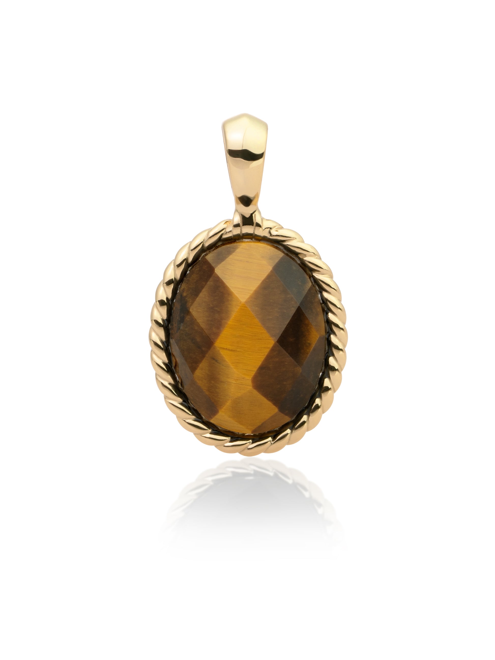 Twist Pendant Tiger Eye - Gold Plated