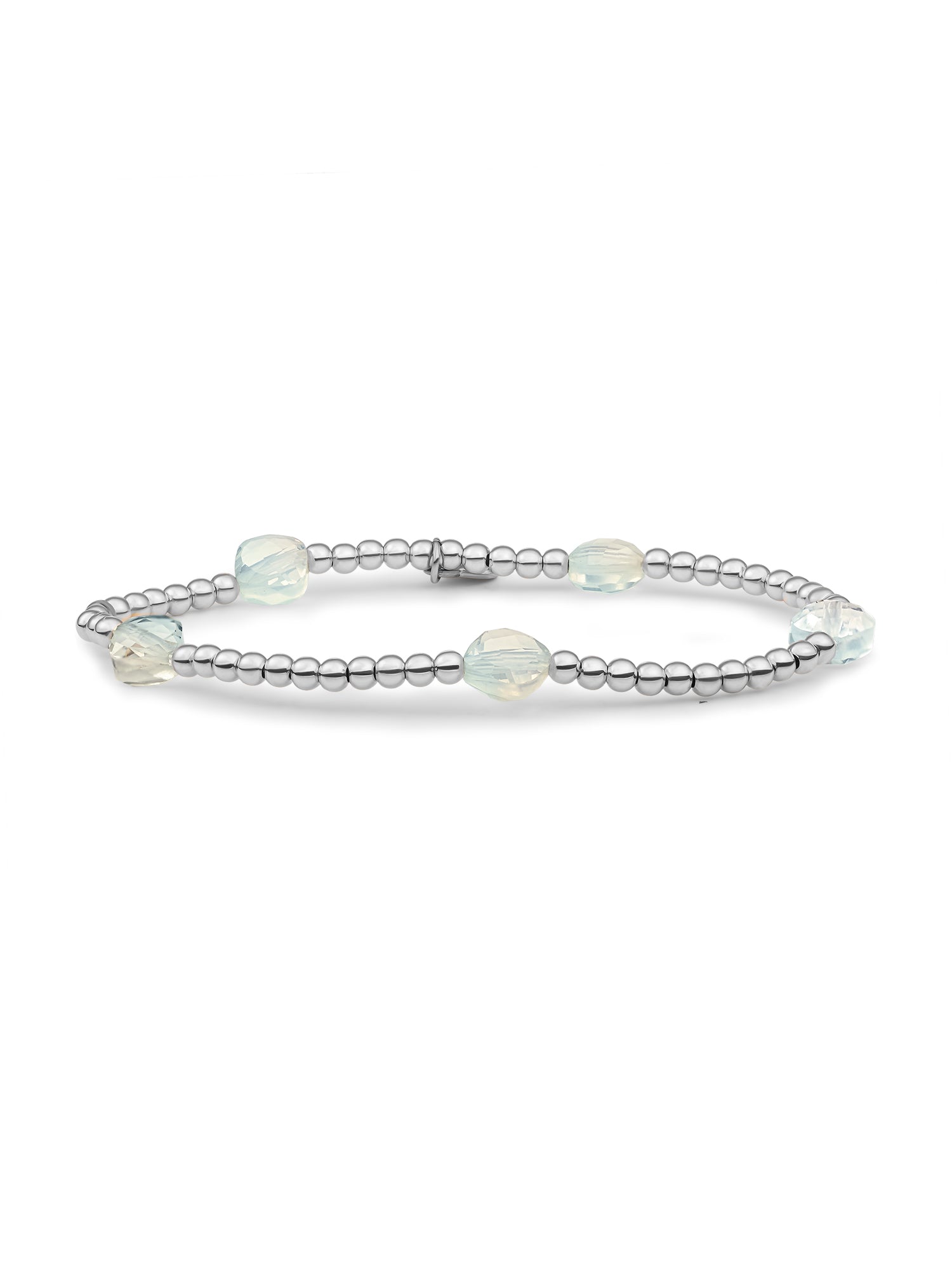 Cushion Cut Armband Opalite - Rhodium Plated
