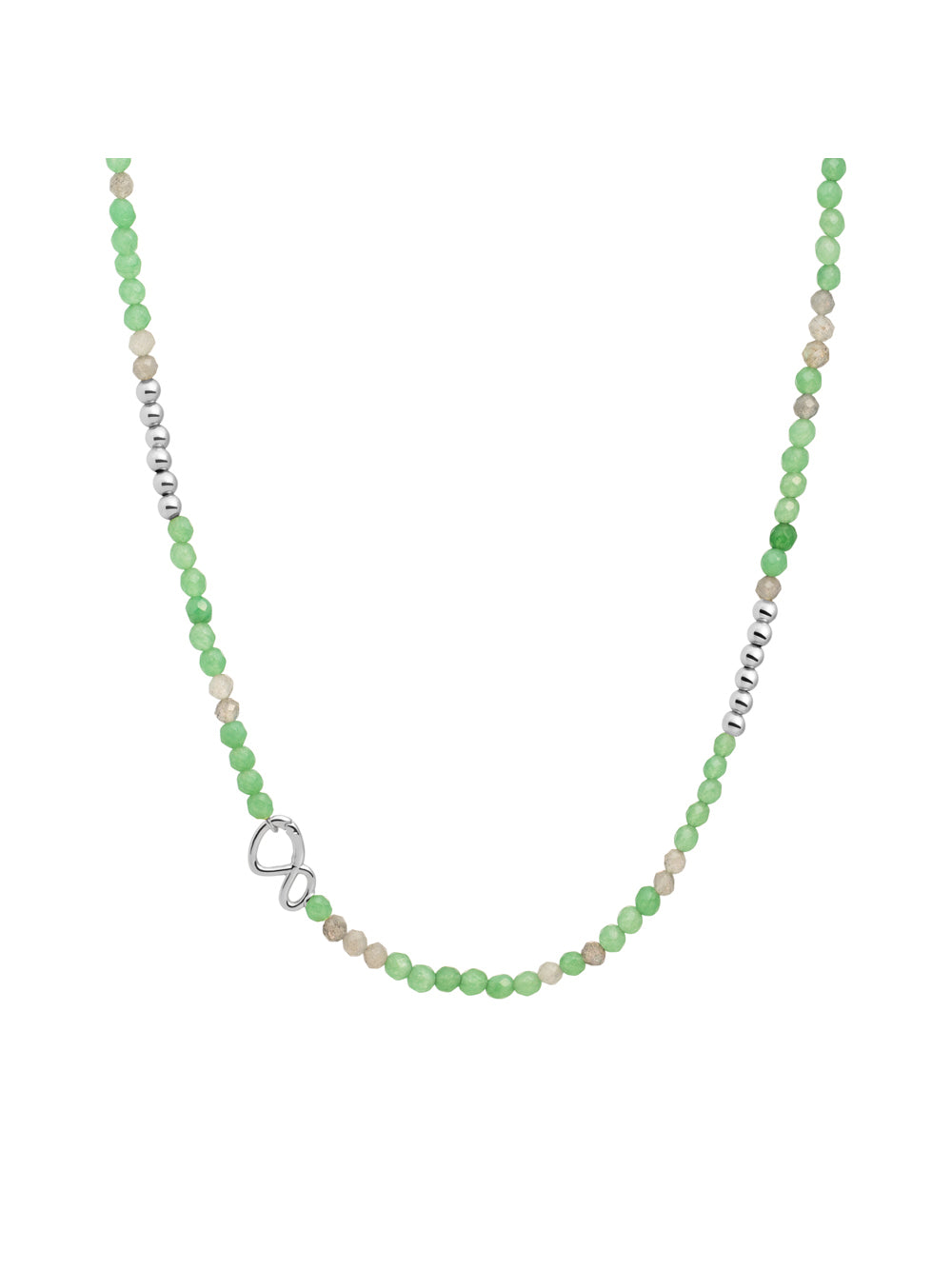 Link Ketting Green Aventurine | Labradorite - Rhodium Plated