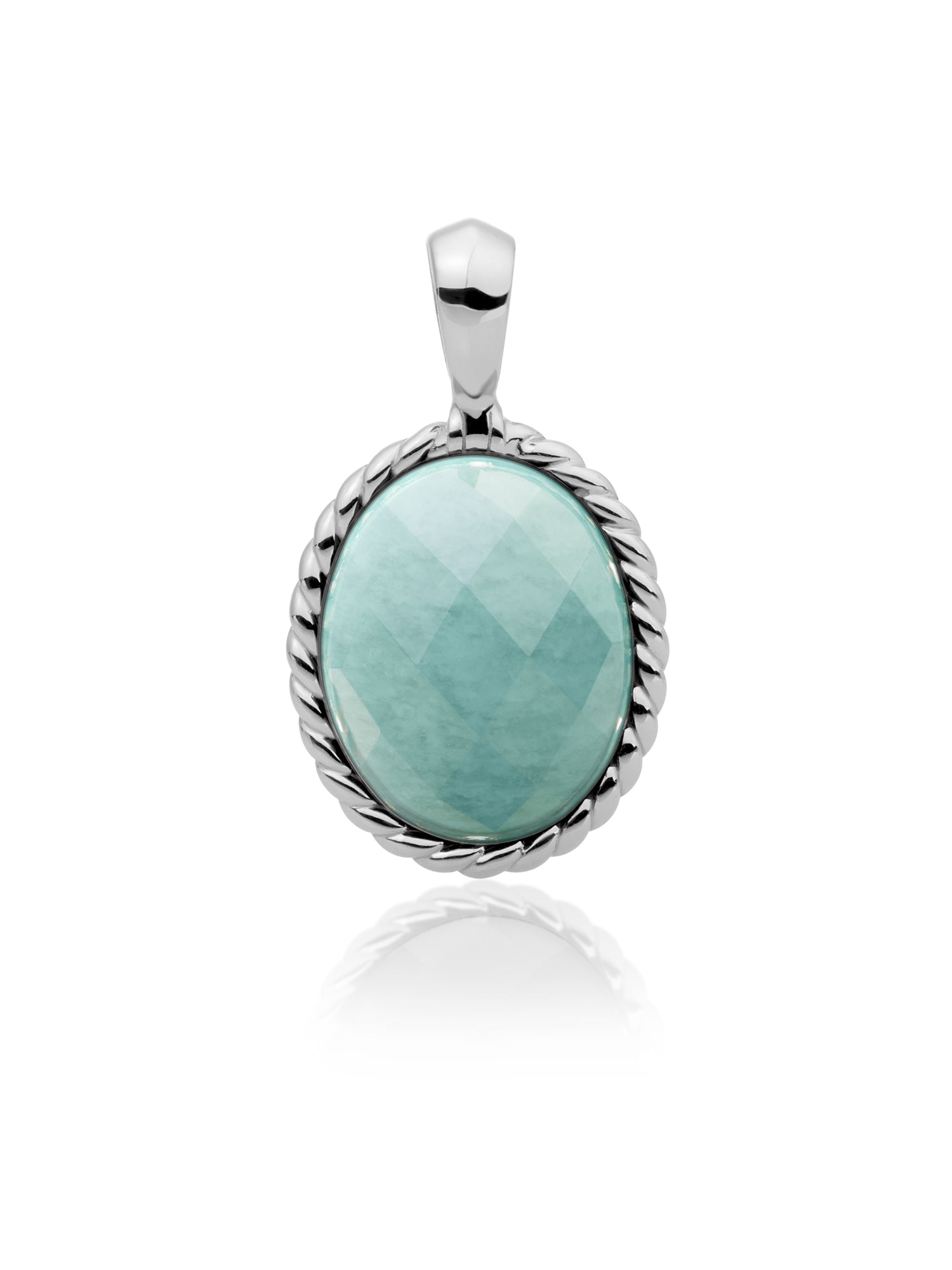 Twist Pendant Amazonite - Rhodium Plated