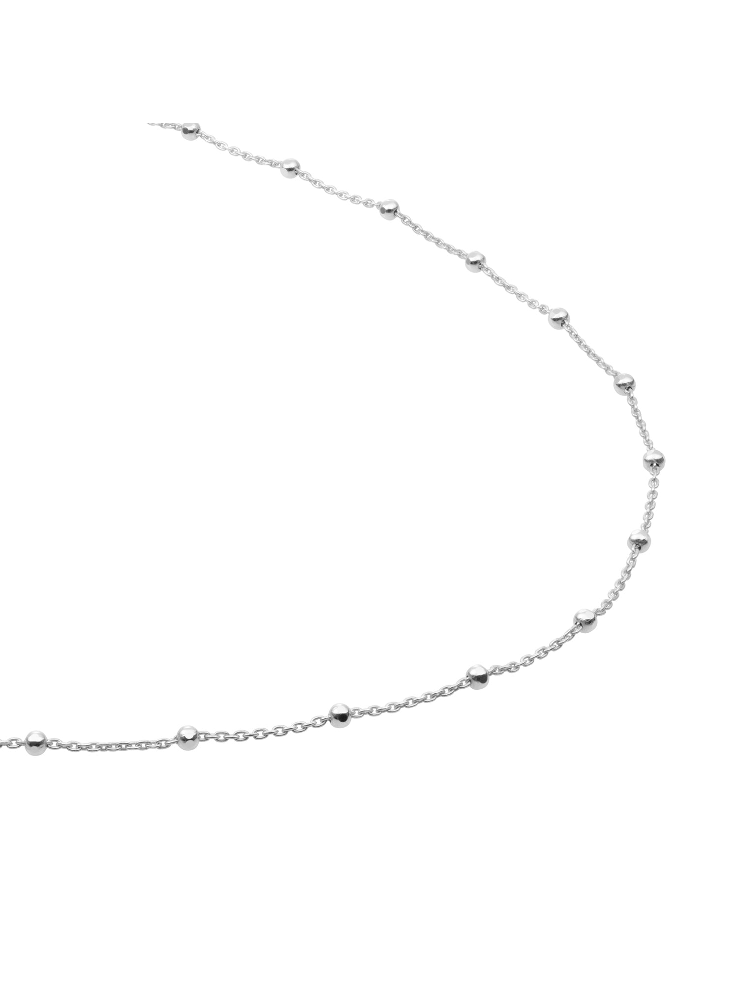 Small Faceted Ball Chain Ketting - Rhodium Plated / 80cm