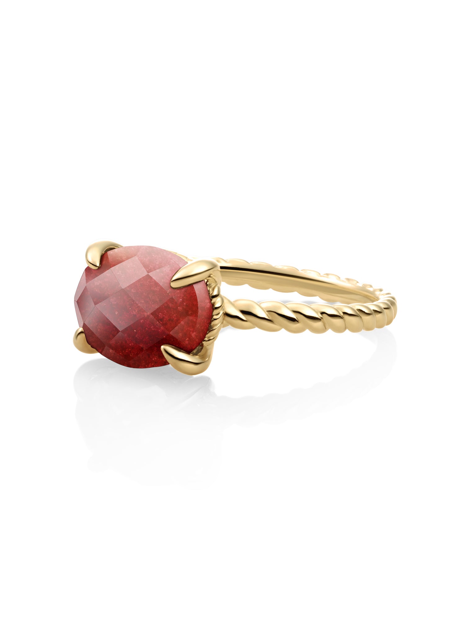 Twist Ring Red Coral 9K Goud - 52