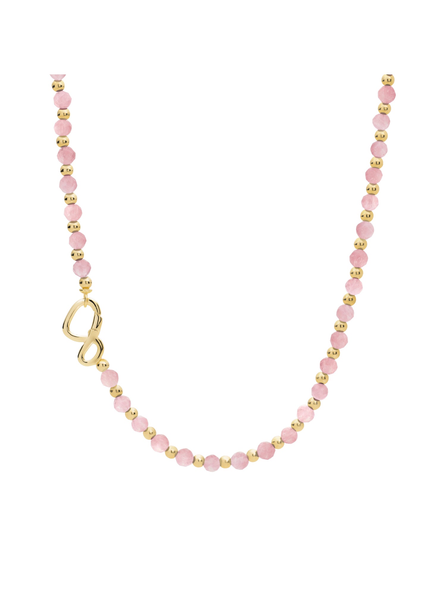 Link Ketting Rose Quartz Goud Kleurig - 45cm