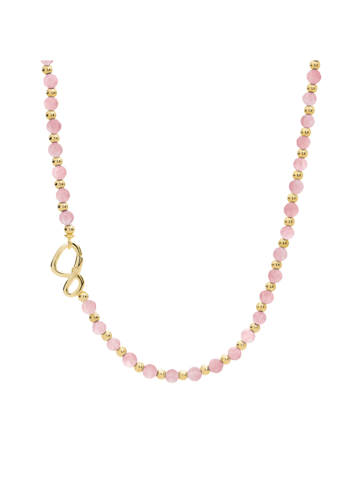 Link Ketting Rose Quartz Goud Kleurig - 45cm