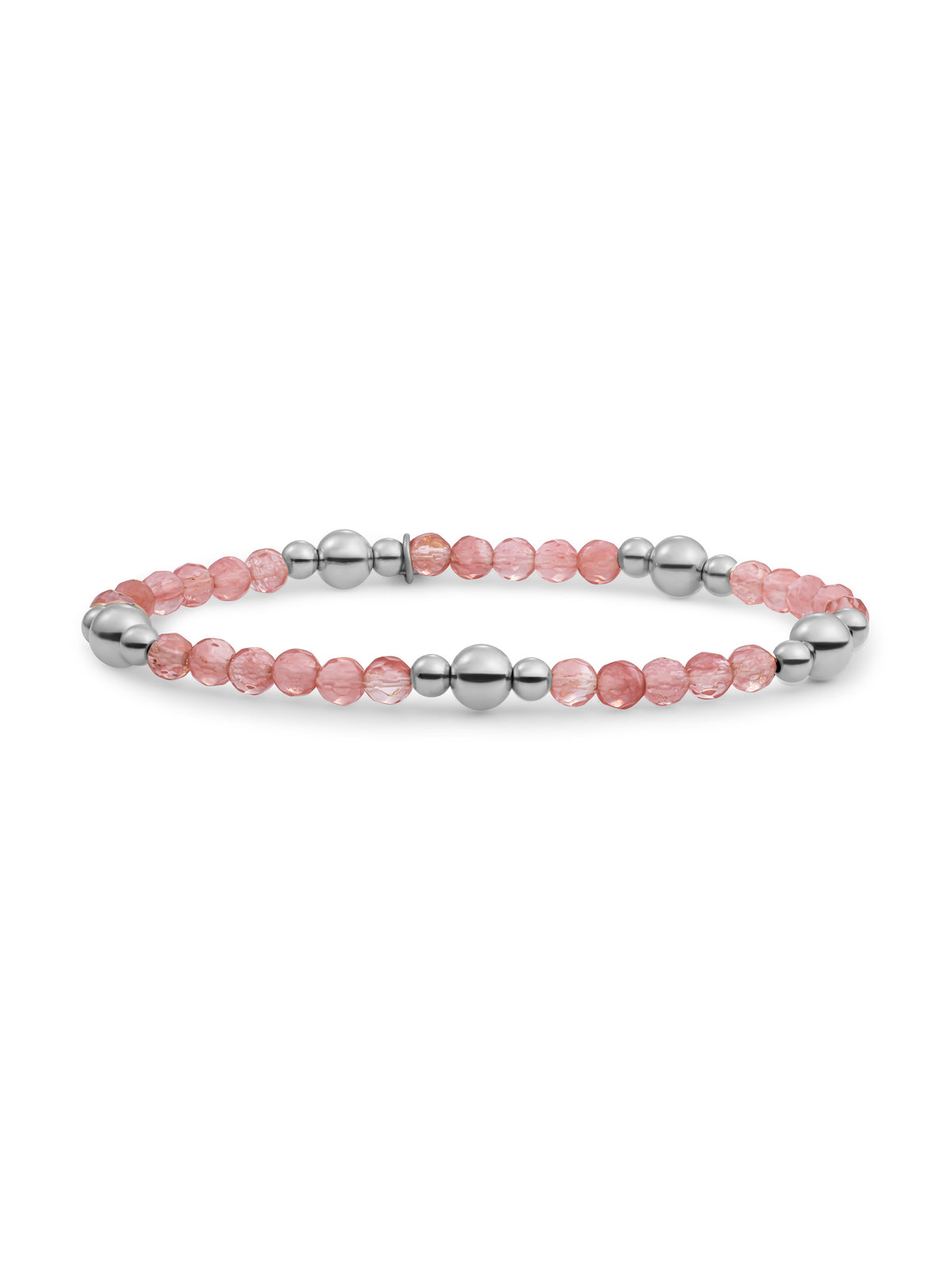 Bold Mix Armband Cherry Quartz - Rhodium Plated