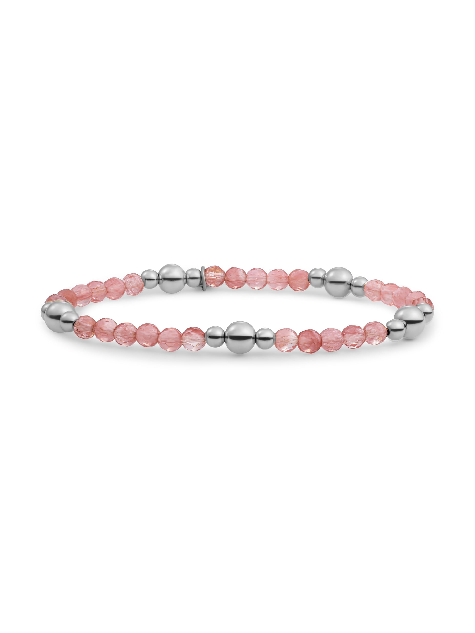 Bold Mix Armband Cherry Quartz - Rhodium Plated