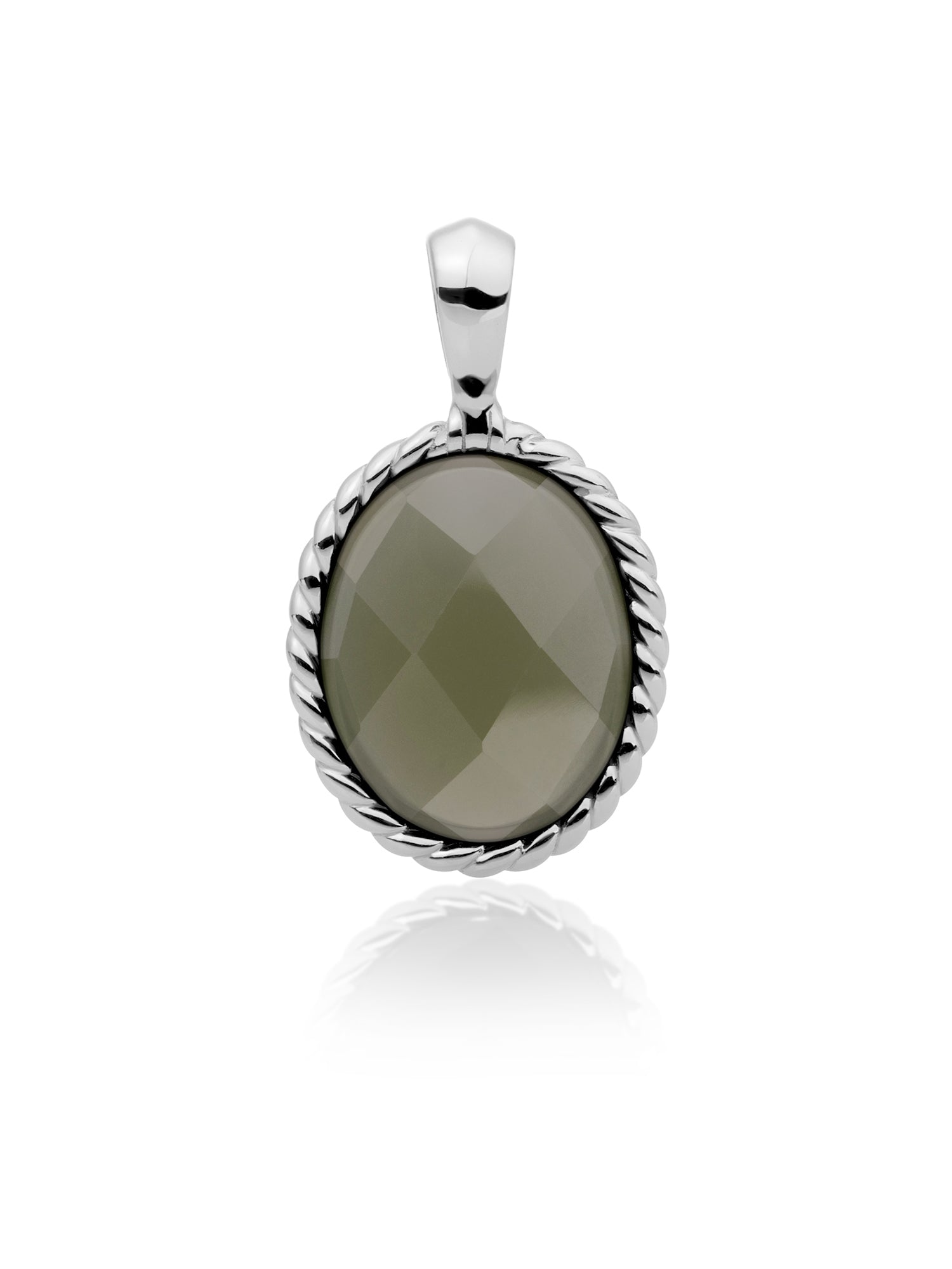 Twist Pendant Lime Jade - Rhodium Plated